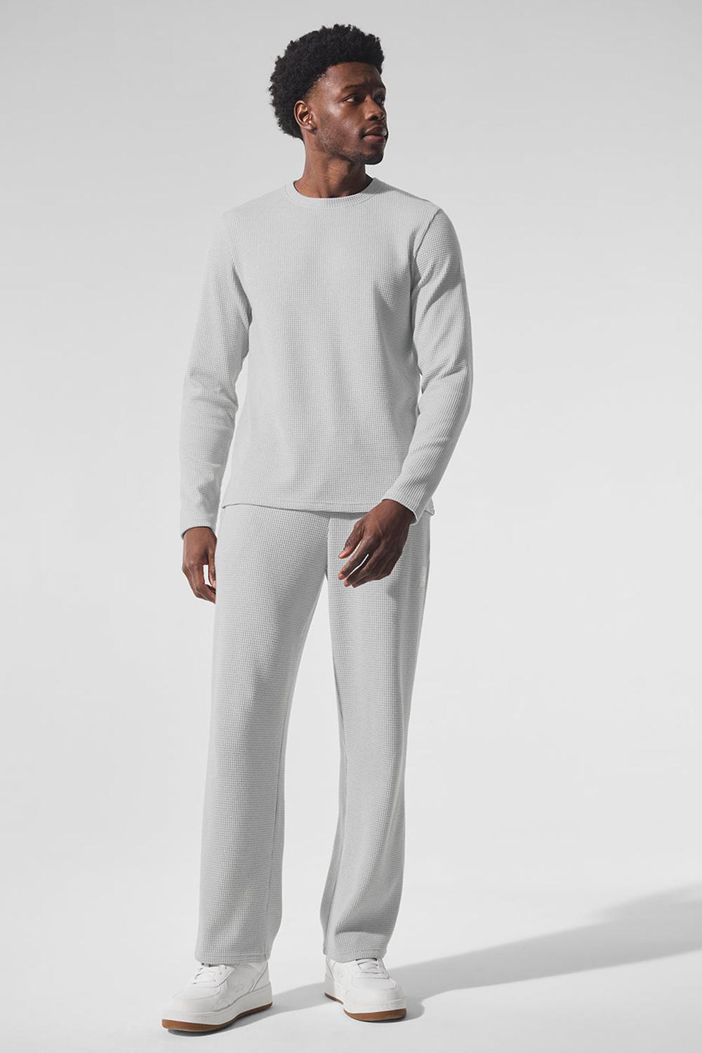 Alo Yoga Elevate Waffle Crew Uomo Maniche Lunghe Grigie | Italia  JRN-906218