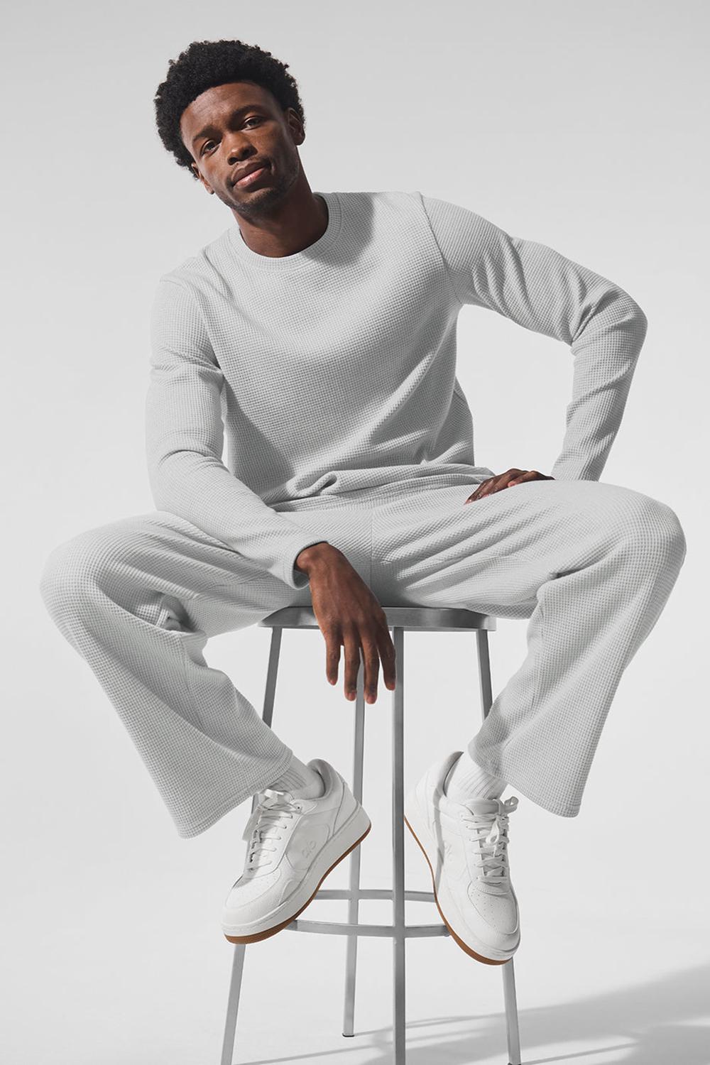 Alo Yoga Elevate Waffle Crew Uomo Maniche Lunghe Grigie | Italia  JRN-906218