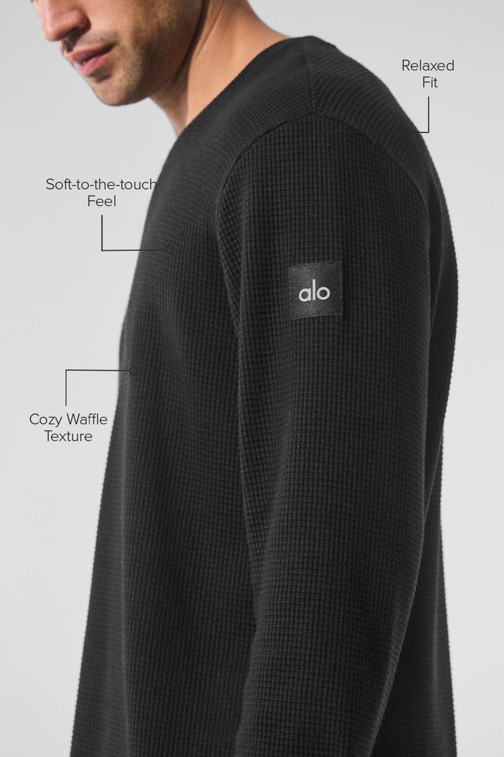 Alo Yoga Elevate Waffle Crew Uomo Maniche Lunghe Nere | Italia  IMQ-019543
