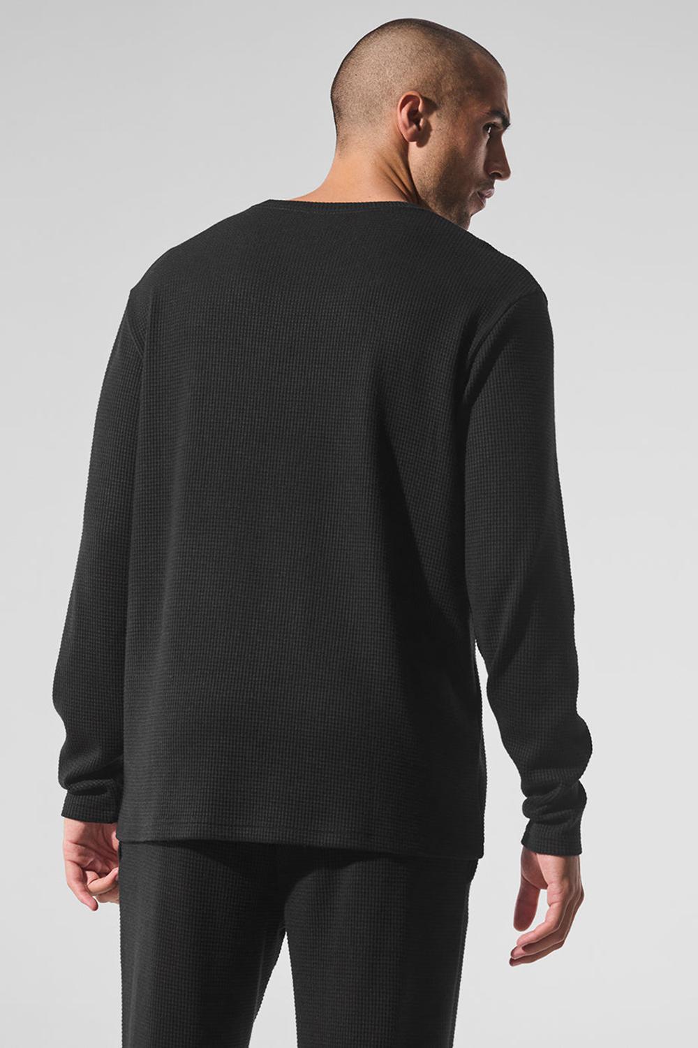 Alo Yoga Elevate Waffle Crew Uomo Maniche Lunghe Nere | Italia  IMQ-019543