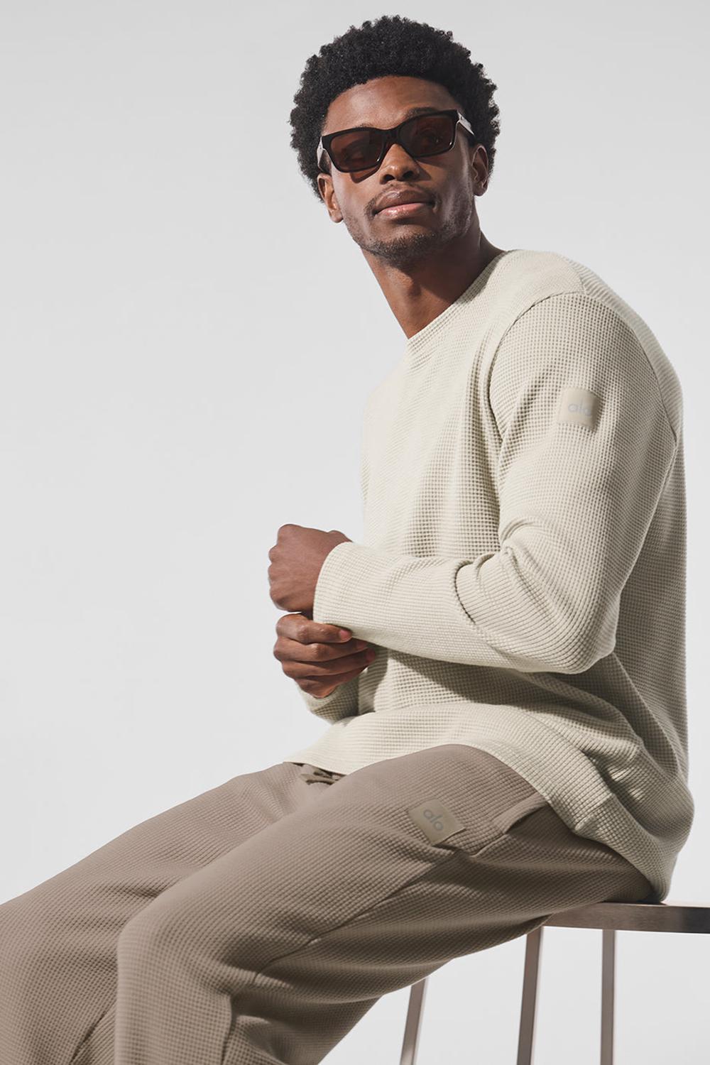 Alo Yoga Elevate Waffle Crew Uomo Maniche Lunghe Bone | Italia  VGC-857491