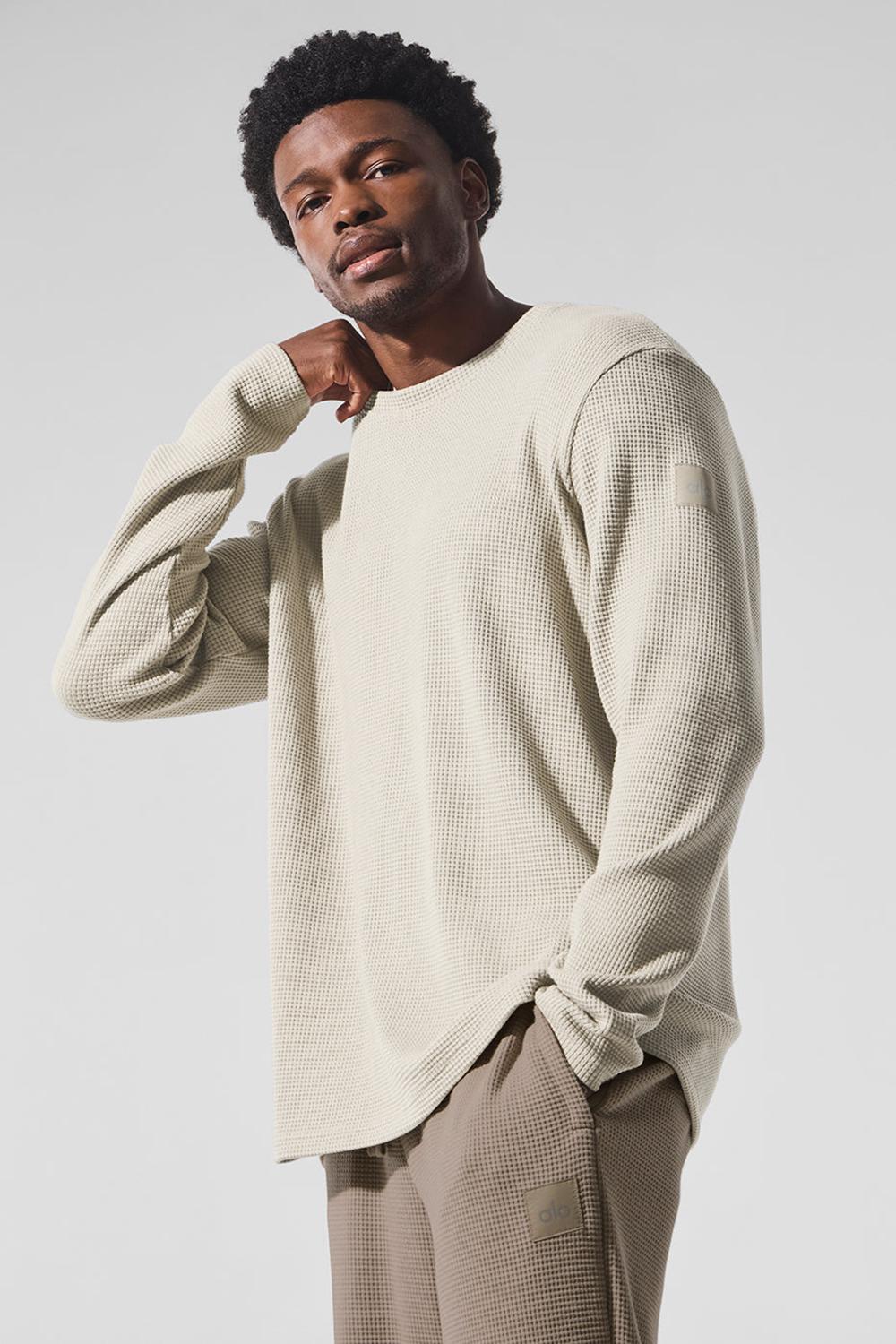 Alo Yoga Elevate Waffle Crew Uomo Maniche Lunghe Bone | Italia  VGC-857491