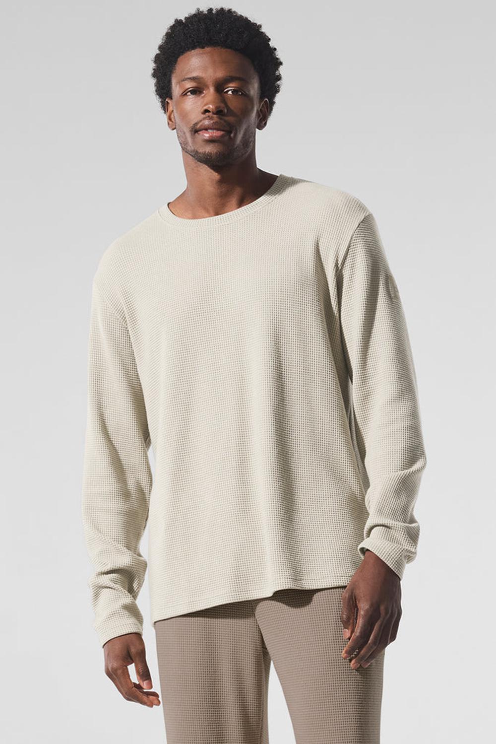Alo Yoga Elevate Waffle Crew Uomo Maniche Lunghe Bone | Italia  VGC-857491