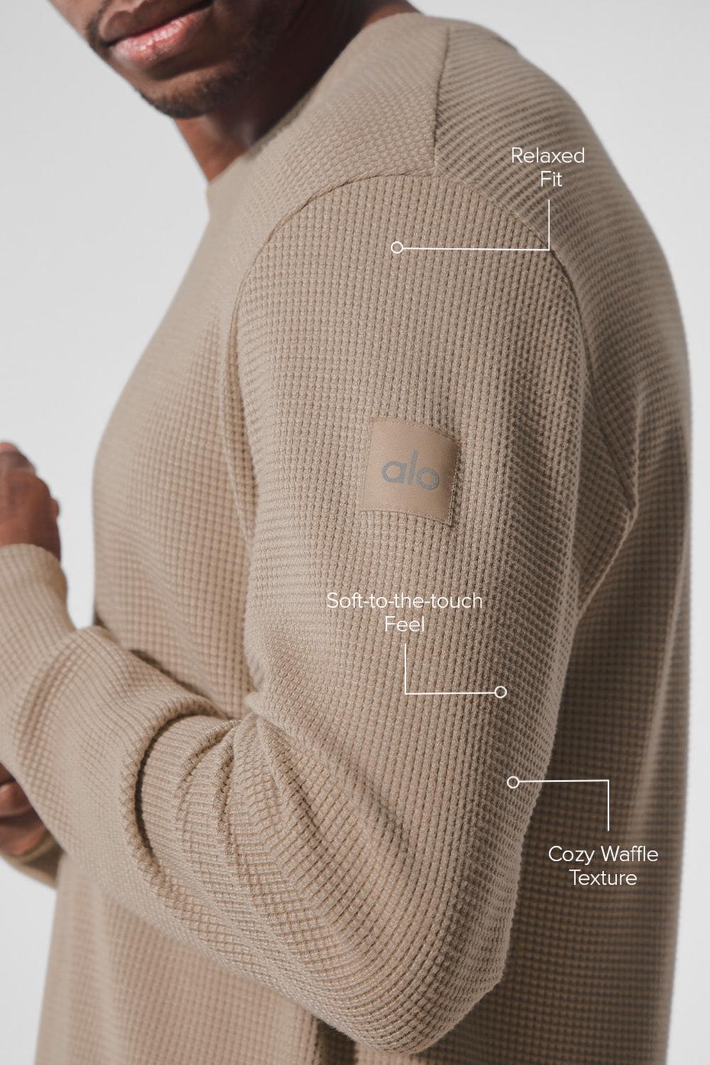 Alo Yoga Elevate Waffle Crew Uomo Maniche Lunghe Gravel | Italia  DSL-738245