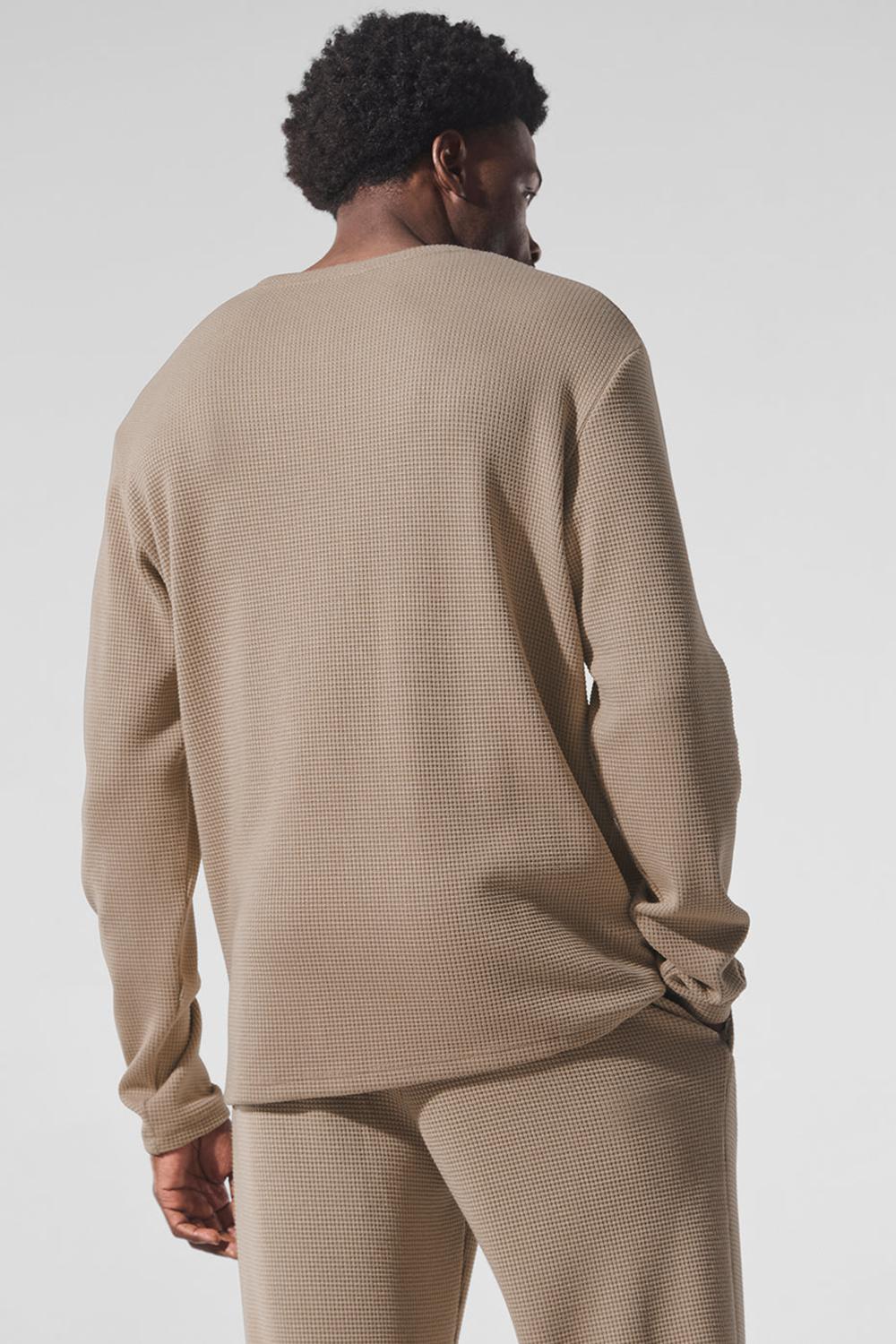 Alo Yoga Elevate Waffle Crew Uomo Maniche Lunghe Gravel | Italia  DSL-738245