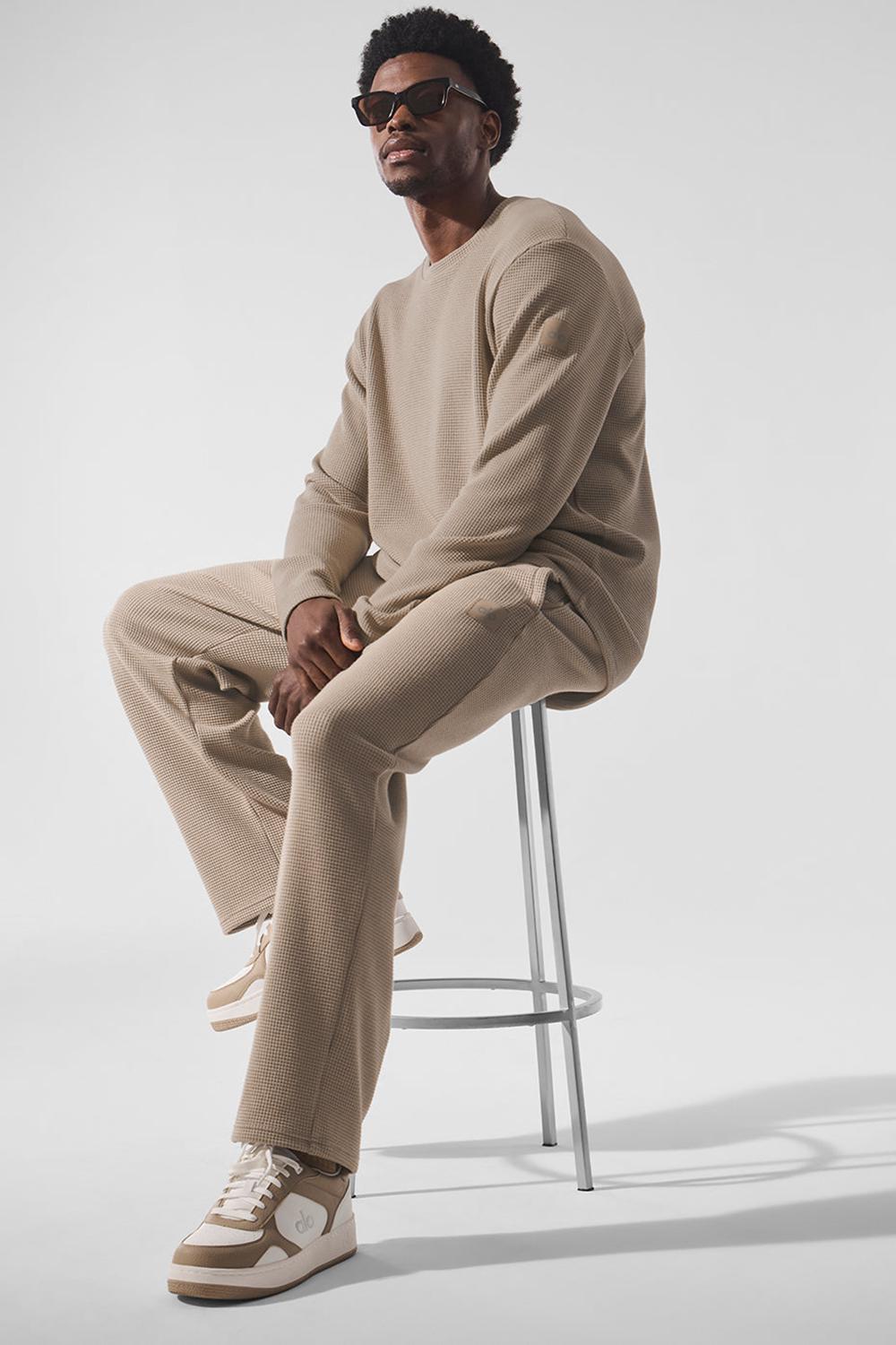 Alo Yoga Elevate Waffle Crew Uomo Maniche Lunghe Gravel | Italia  DSL-738245