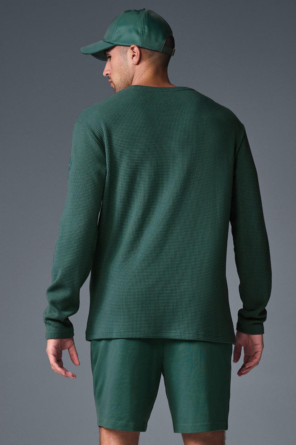 Alo Yoga Elevate Waffle Crew Uomo Maniche Lunghe Winter Ivy | Italia  QDK-489150