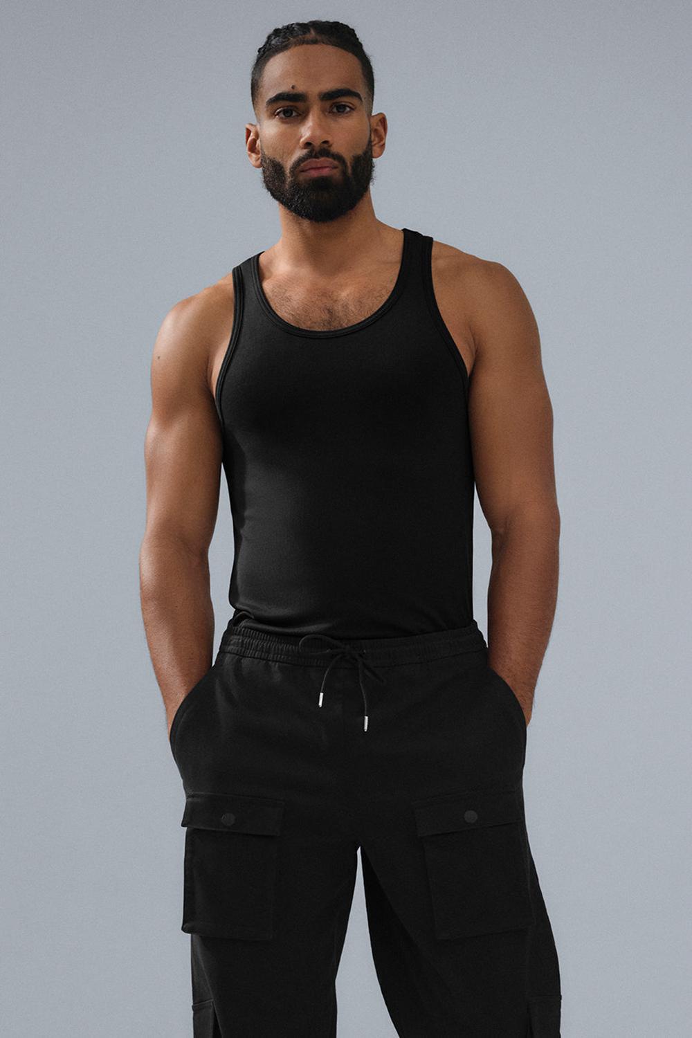 Alo Yoga Everyday Modal Rib Uomo Tank Nere | Italia  RSP-017684
