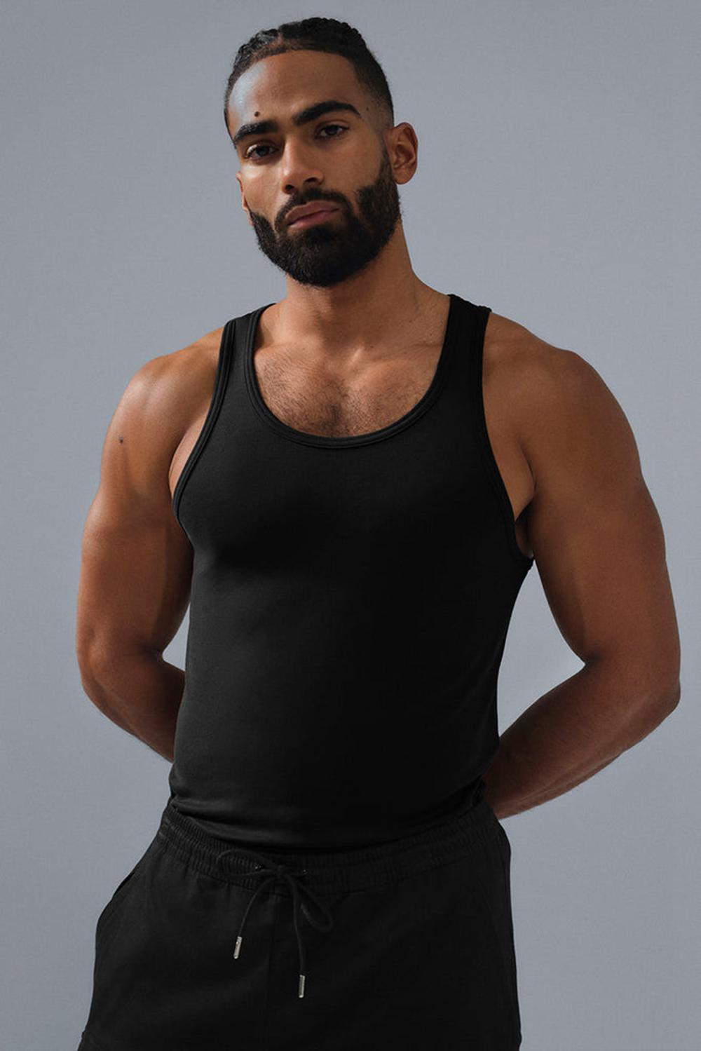 Alo Yoga Everyday Modal Rib Uomo Tank Nere | Italia  RSP-017684