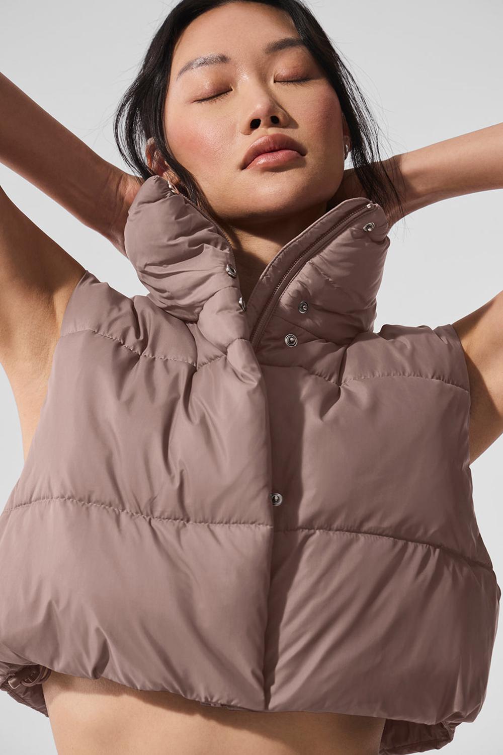 Alo Yoga Extreme Cropped Gold Rush Puffer Donna Gilet Mushroom | Italia  ZWC-235879