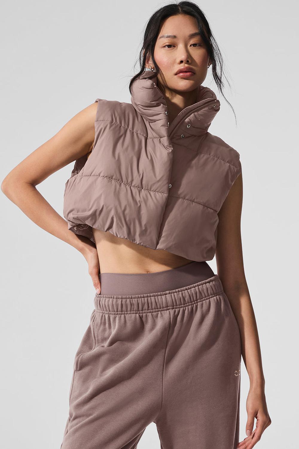 Alo Yoga Extreme Cropped Gold Rush Puffer Donna Gilet Mushroom | Italia  ZWC-235879