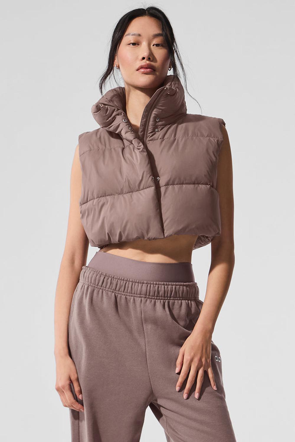 Alo Yoga Extreme Cropped Gold Rush Puffer Donna Gilet Mushroom | Italia  ZWC-235879