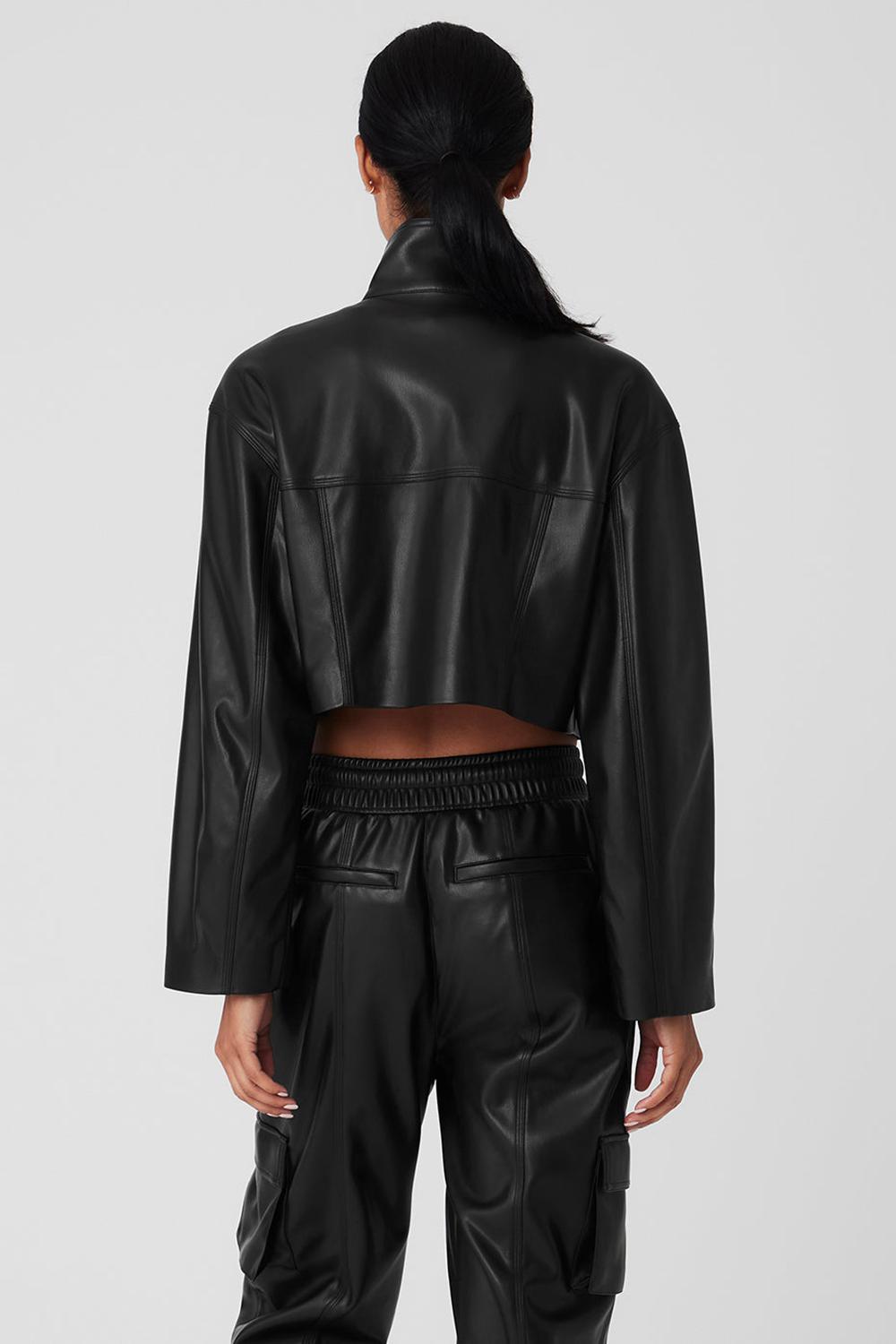 Alo Yoga Faux Leather Power Hour Donna Giacca Nere | Italia  FBW-635271