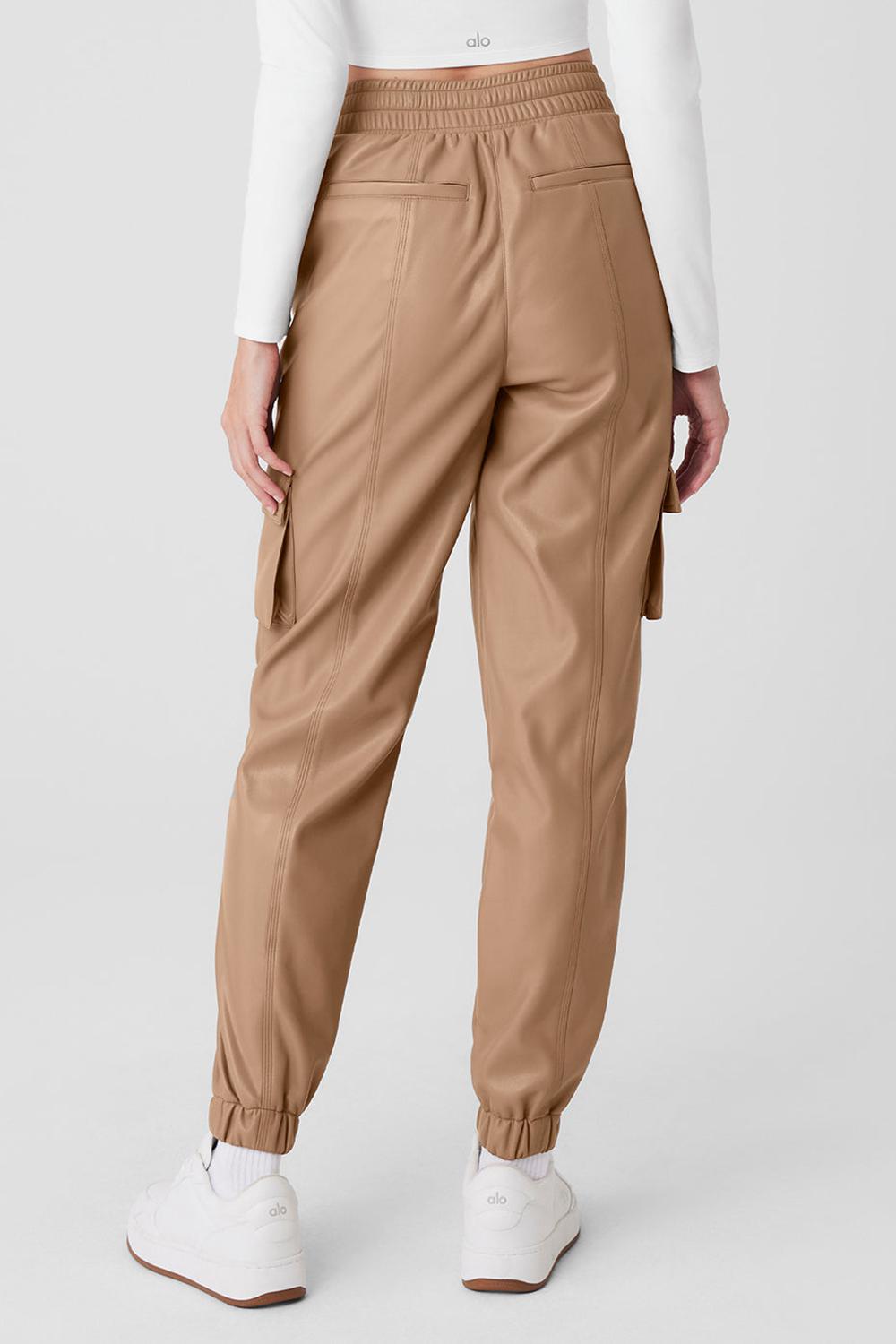 Alo Yoga Faux Leather Power Hour Donna Pantaloni Jogger Toasted Almond | Italia  ZEJ-367054