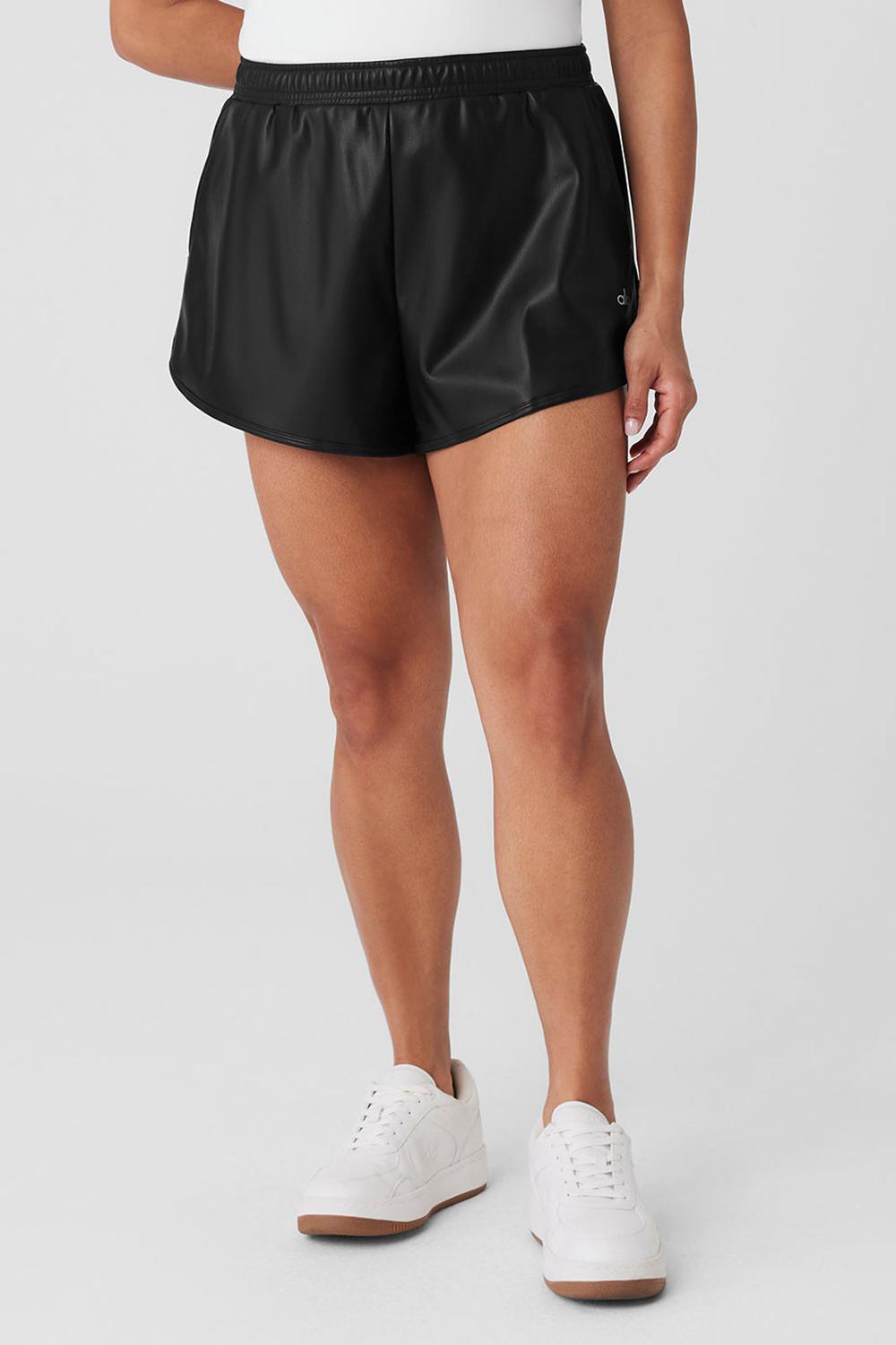 Alo Yoga Faux Leather Power Hour Donna Short Nere | Italia  MHJ-913580