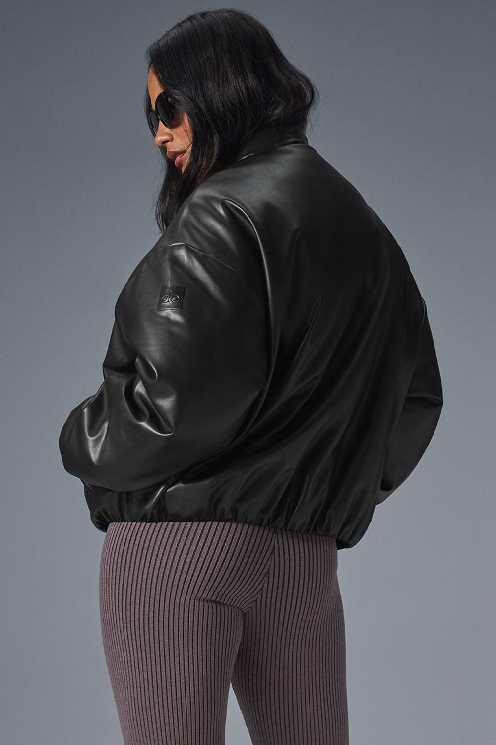 Alo Yoga Faux Leather Premier Donna Giacca Bomber Nere | Italia  EHJ-649352