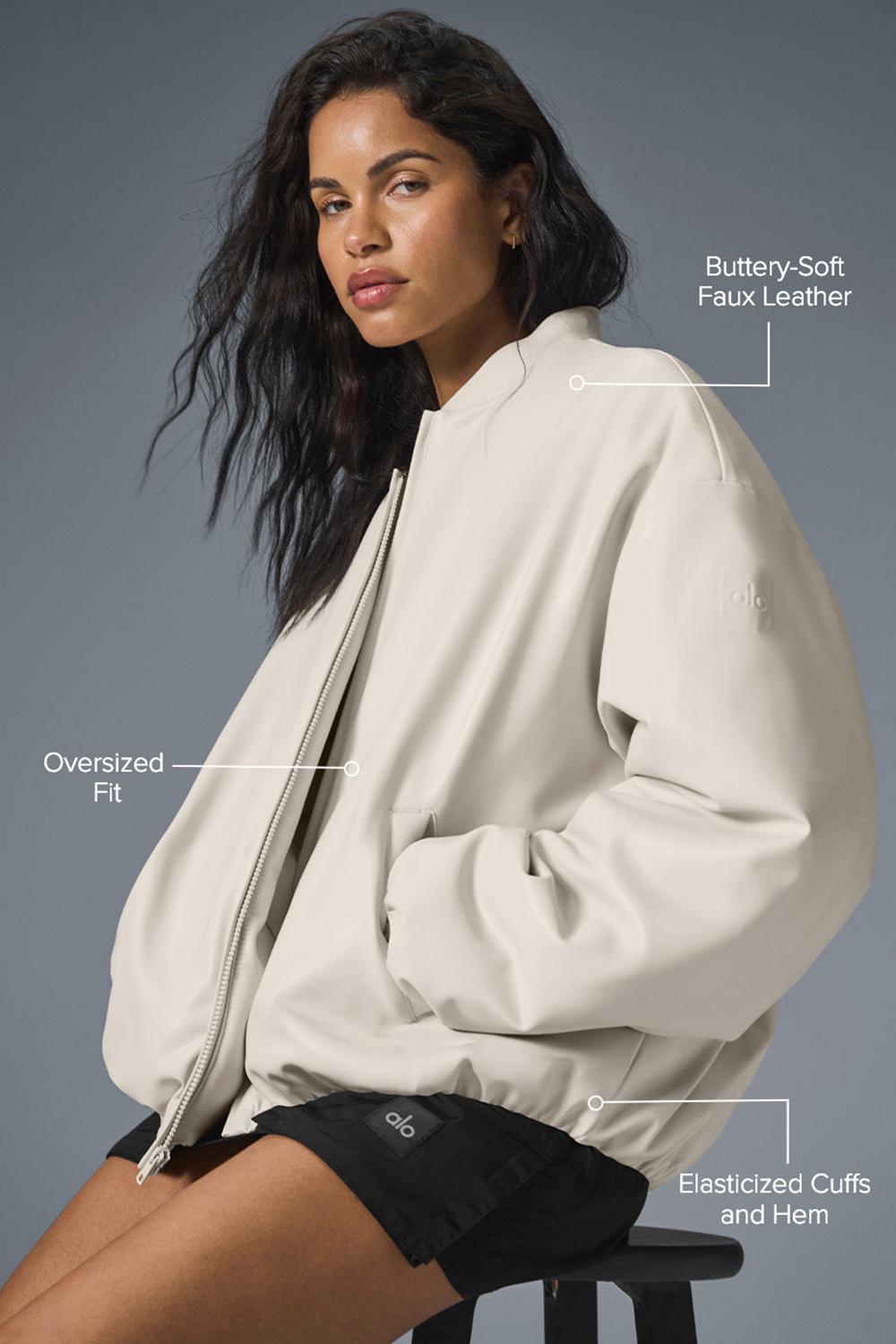 Alo Yoga Faux Leather Premier Donna Giacca Bomber Bone | Italia  PHM-713954