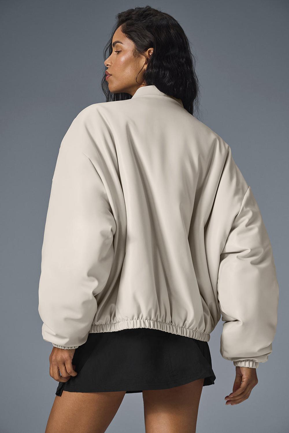 Alo Yoga Faux Leather Premier Donna Giacca Bomber Bone | Italia  PHM-713954