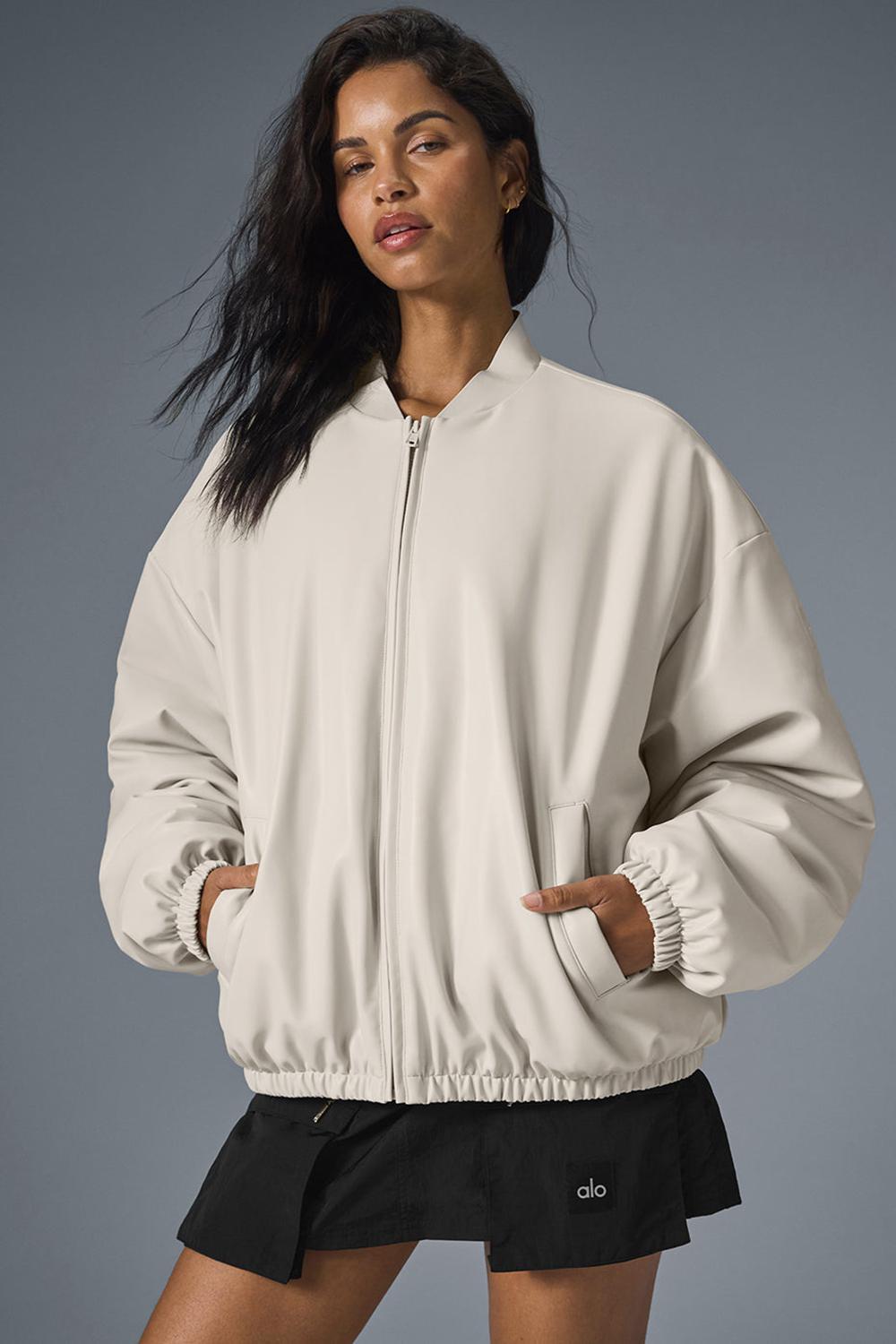Alo Yoga Faux Leather Premier Donna Giacca Bomber Bone | Italia  PHM-713954