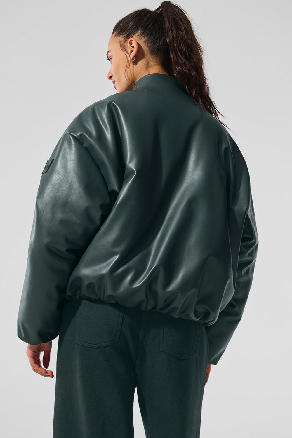 Alo Yoga Faux Leather Premier Donna Giacca Bomber Verdi | Italia  LWX-321950