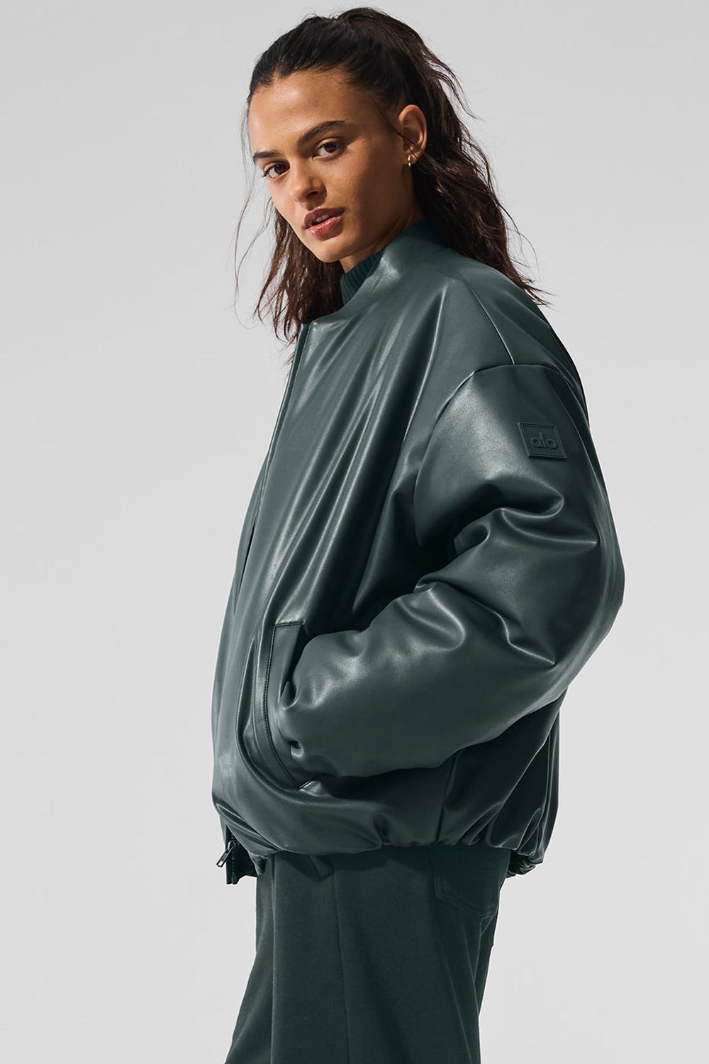 Alo Yoga Faux Leather Premier Donna Giacca Bomber Verdi | Italia  LWX-321950