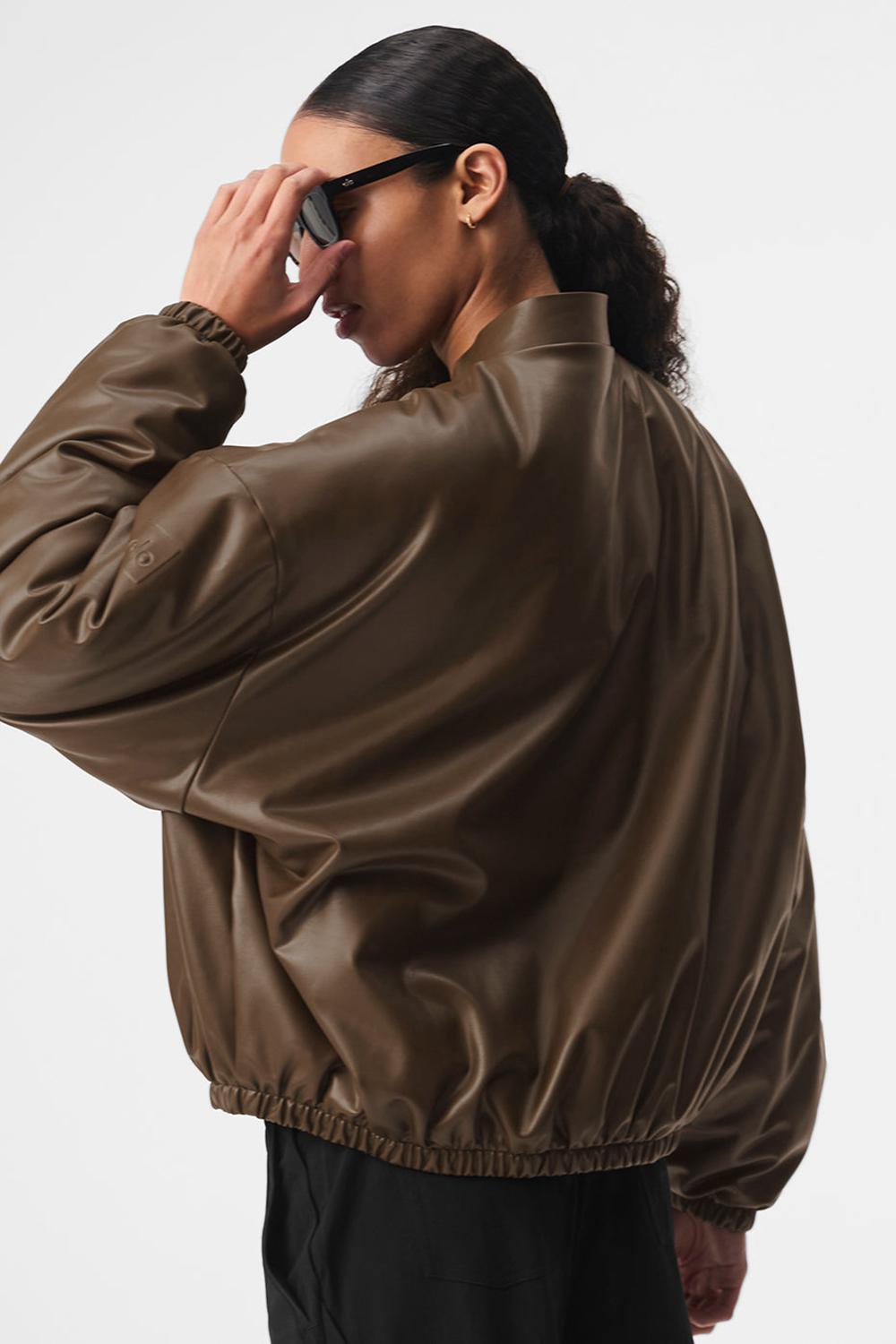 Alo Yoga Faux Leather Premier Donna Giacca Bomber Espresso | Italia  YAF-984607