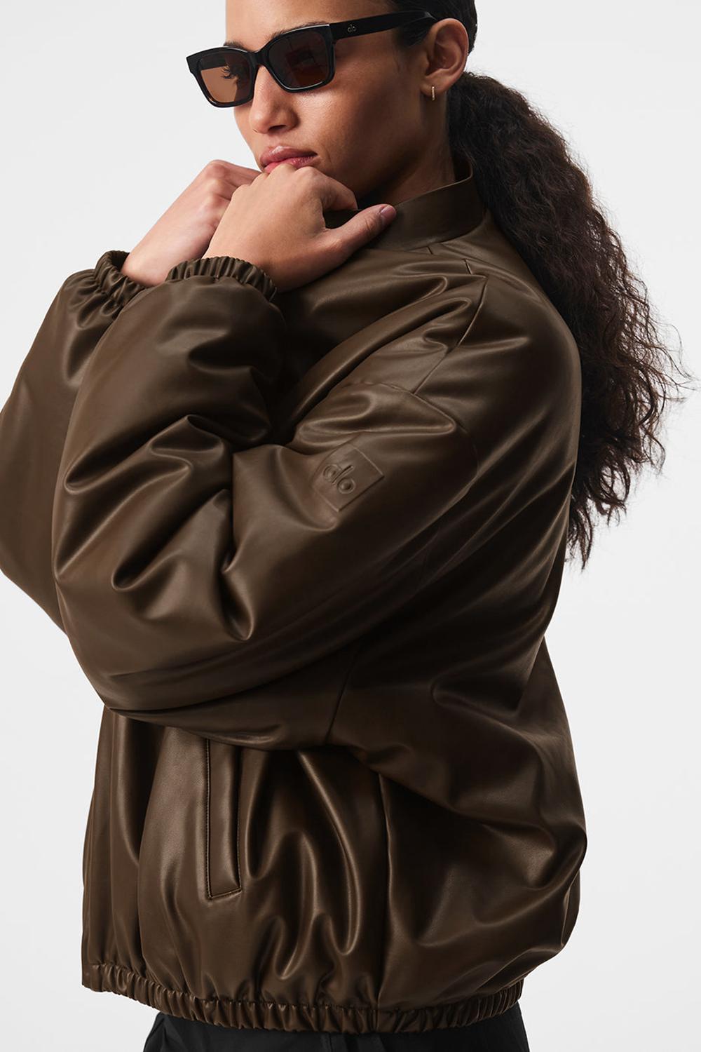 Alo Yoga Faux Leather Premier Donna Giacca Bomber Espresso | Italia  YAF-984607