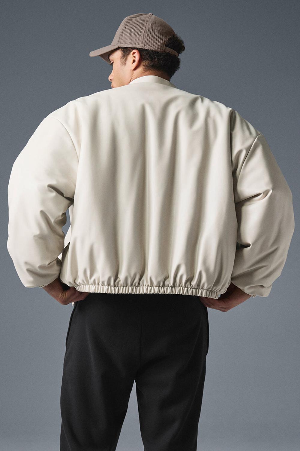 Alo Yoga Faux Leather Premier Uomo Giacca Bomber Bone | Italia  BLD-798250