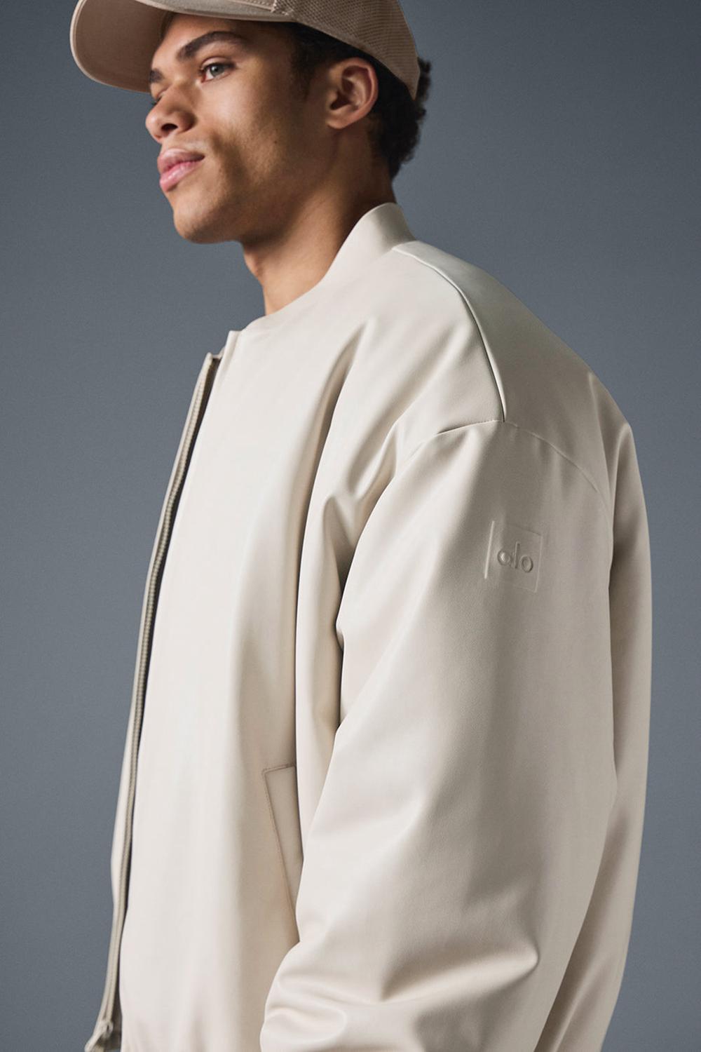 Alo Yoga Faux Leather Premier Uomo Giacca Bomber Bone | Italia  BLD-798250