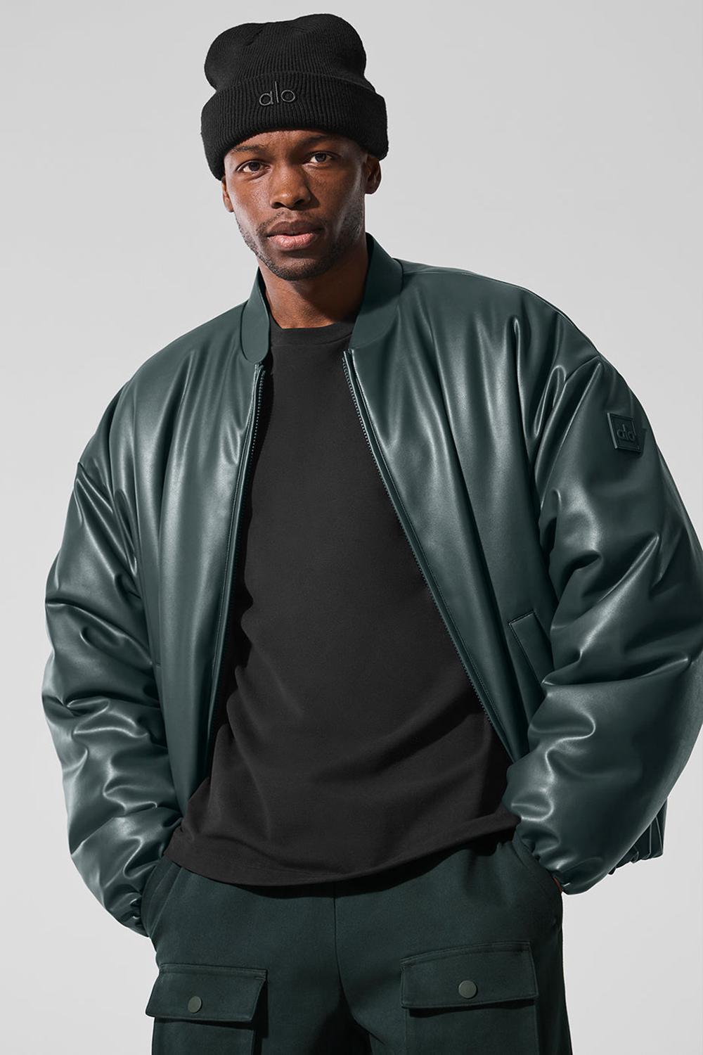 Alo Yoga Faux Leather Premier Uomo Giacca Bomber Verdi | Italia  TDP-295184