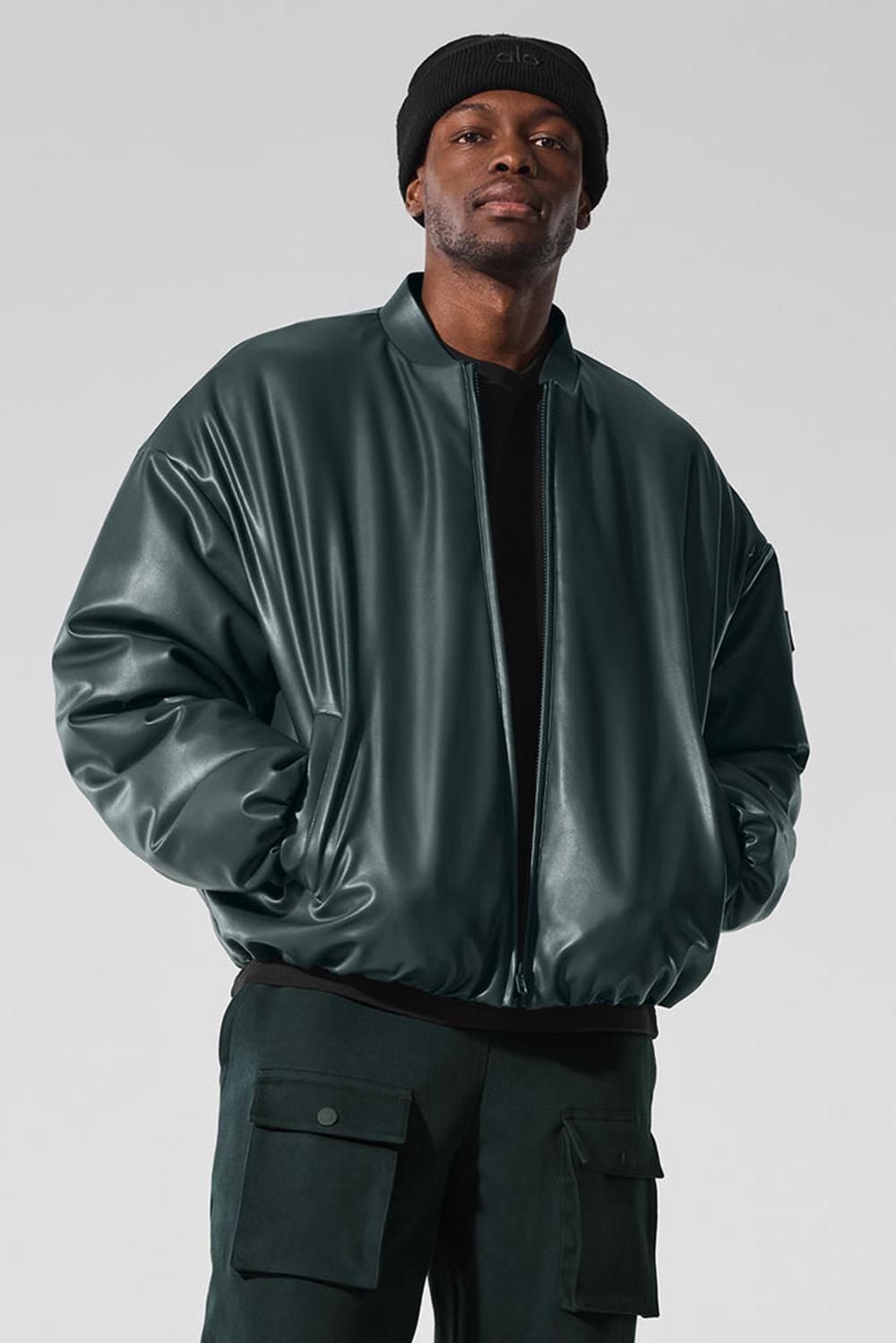 Alo Yoga Faux Leather Premier Uomo Giacca Bomber Verdi | Italia  TDP-295184
