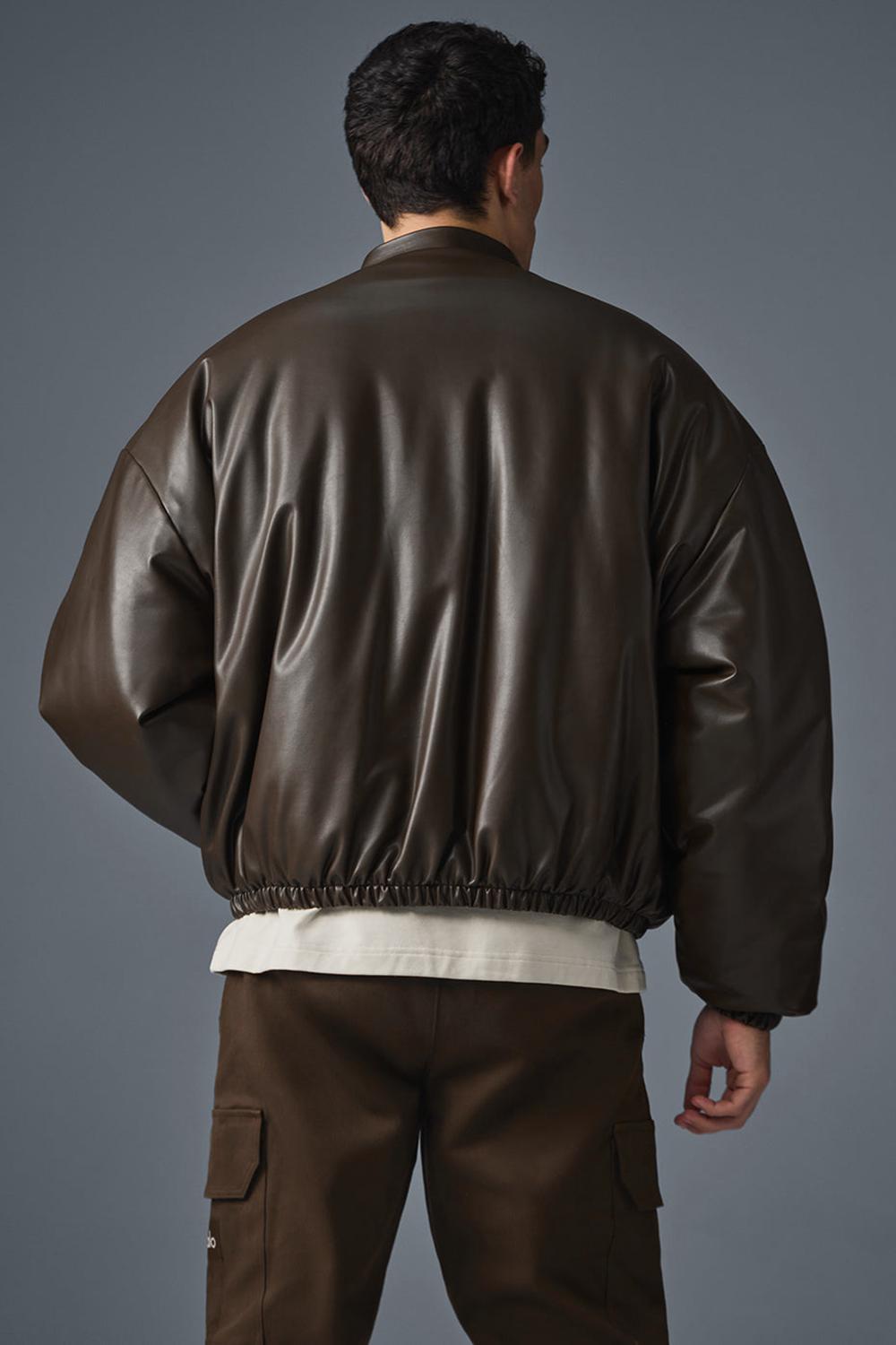 Alo Yoga Faux Leather Premier Uomo Giacca Bomber Espresso | Italia  XTO-294731