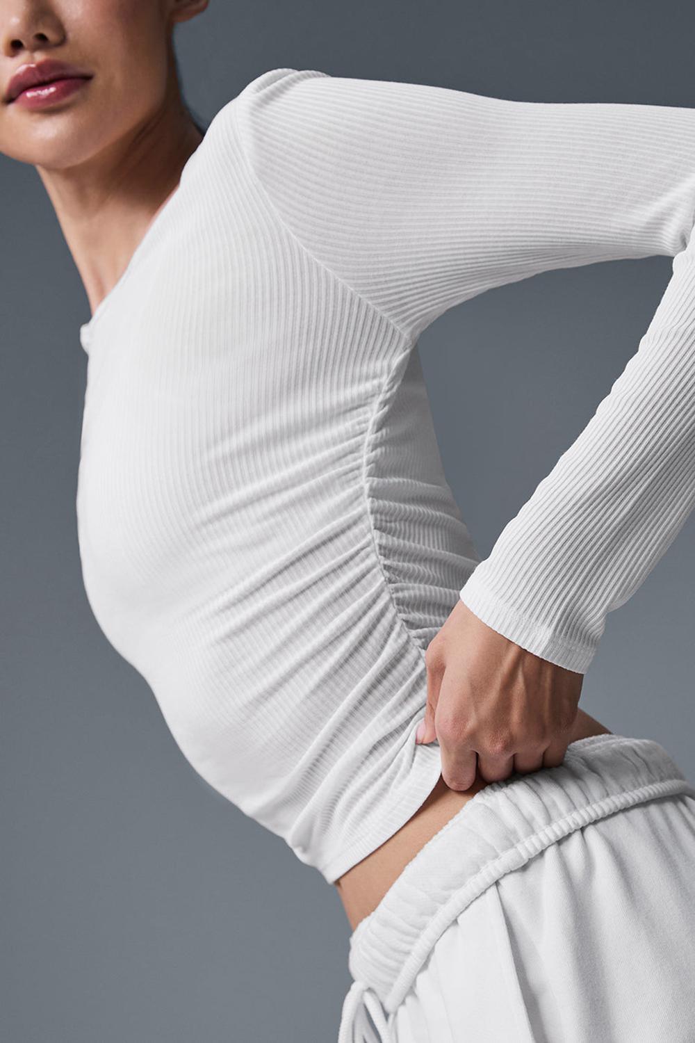 Alo Yoga Gather Donna Maniche Lunghe Bianche | Italia  DGN-746152