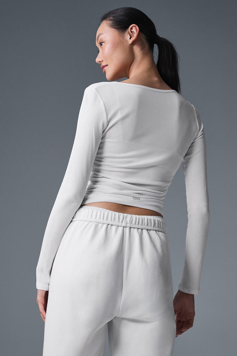 Alo Yoga Gather Donna Maniche Lunghe Bianche | Italia  DGN-746152