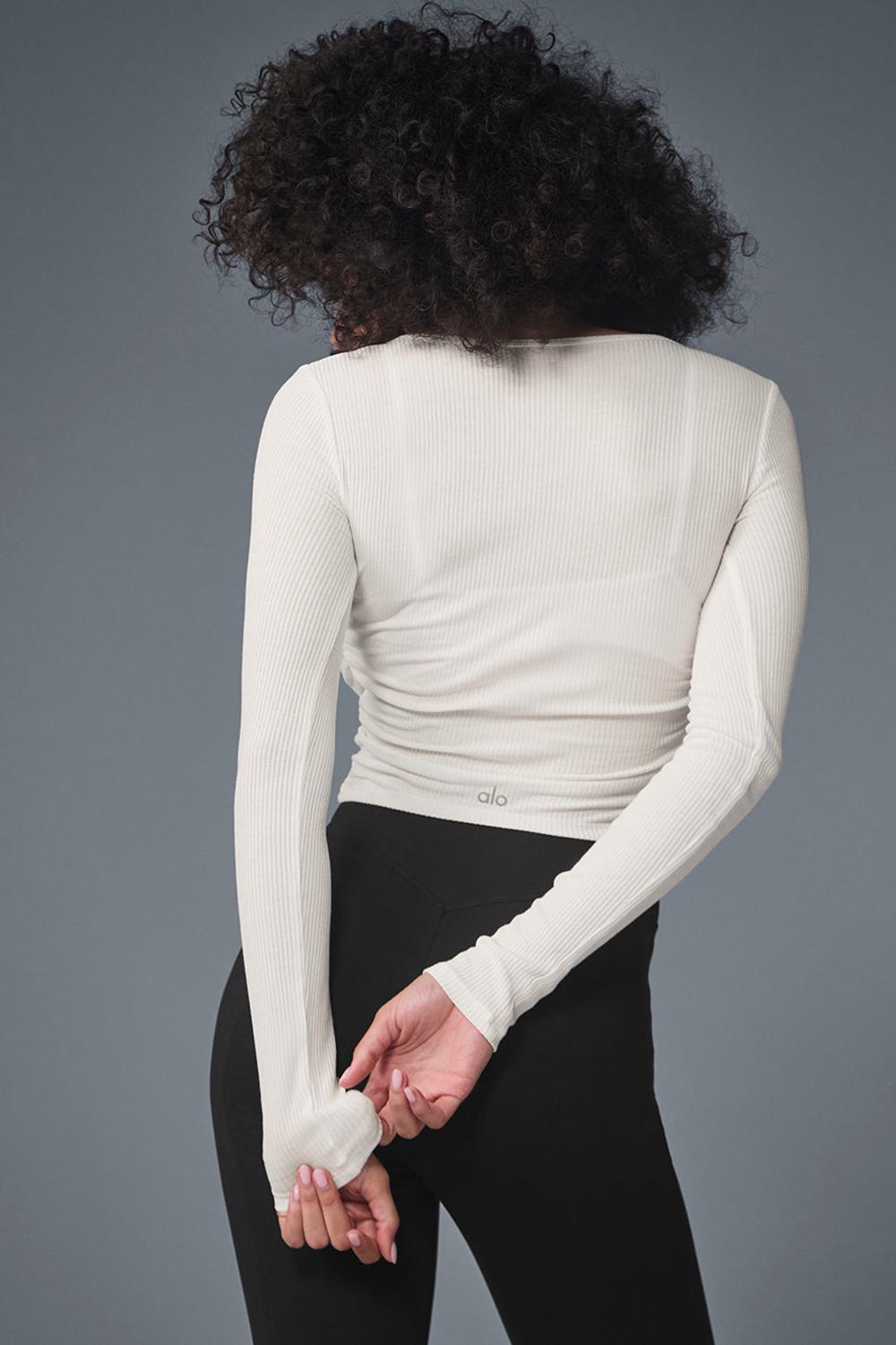 Alo Yoga Gather Donna Maniche Lunghe Ivory | Italia  VQY-174350