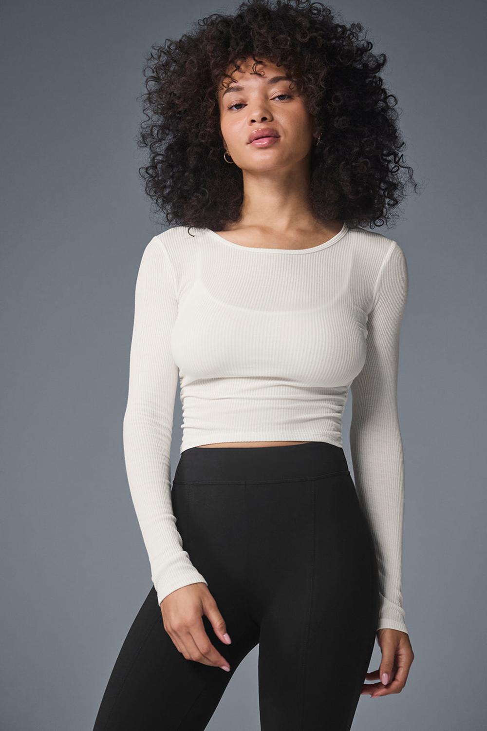 Alo Yoga Gather Donna Maniche Lunghe Ivory | Italia  VQY-174350