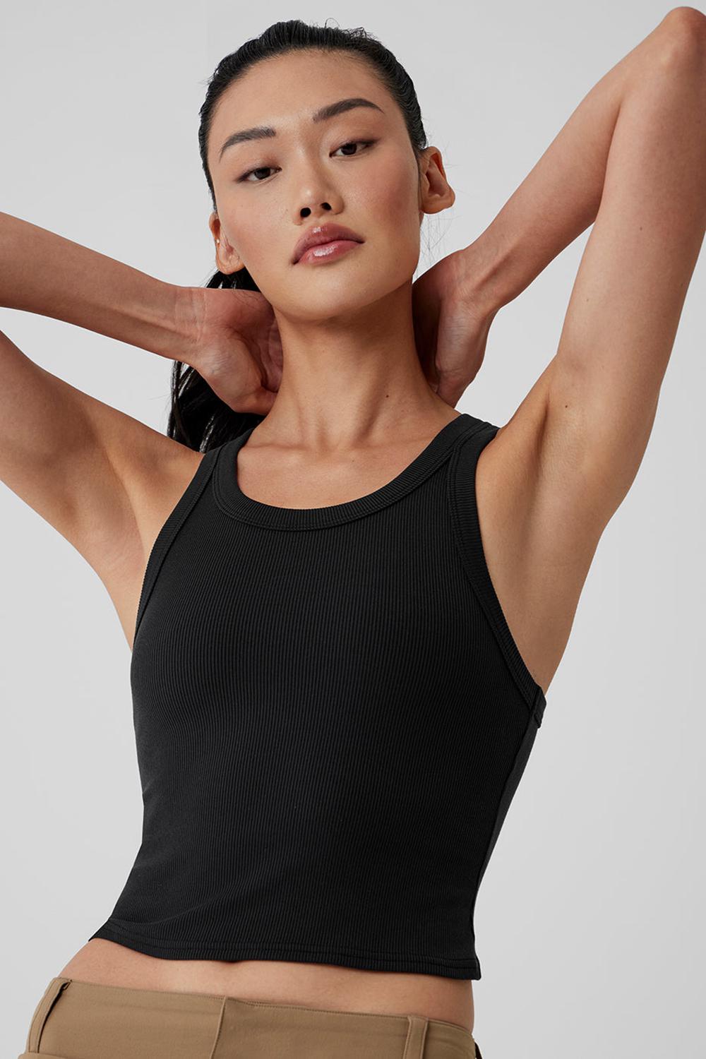 Alo Yoga Goddess Ribbed Go-To Donna Tank Nere | Italia  YST-065489