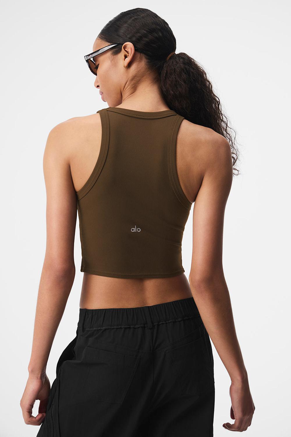 Alo Yoga Goddess Ribbed Go-To Donna Tank Espresso | Italia  SCK-470982