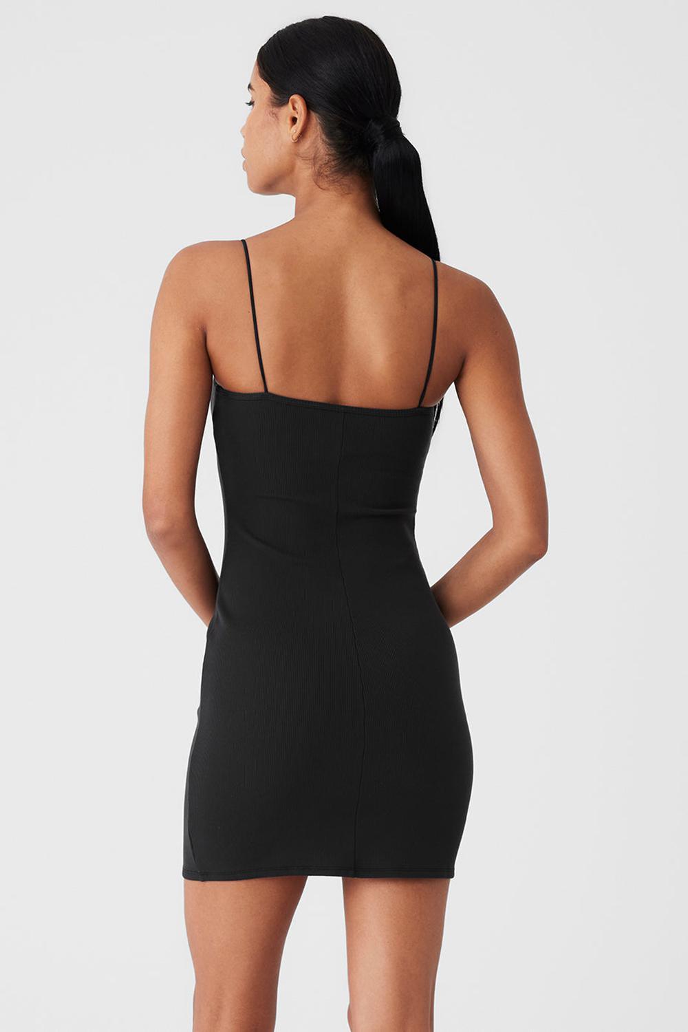 Alo Yoga Goddess Ribbed Spaghetti Strap Donna Vestito Nere | Italia  BID-512780