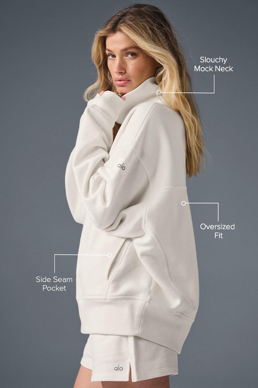 Alo Yoga Hazy Mock Neck Donna Pullover Ivory | Italia  NKJ-412053