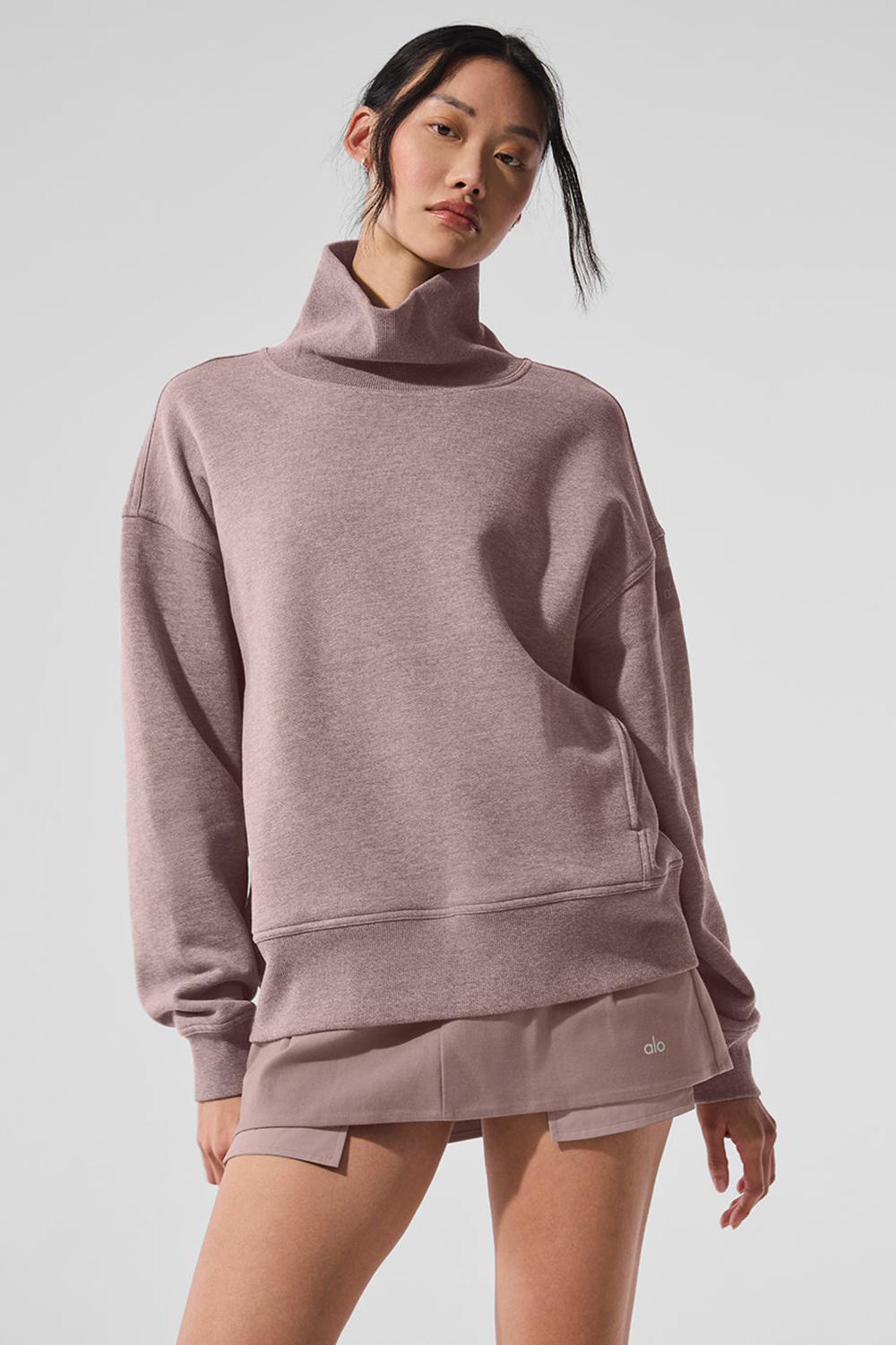 Alo Yoga Hazy Mock Neck Donna Pullover Mushroom Heather | Italia  PZH-964083