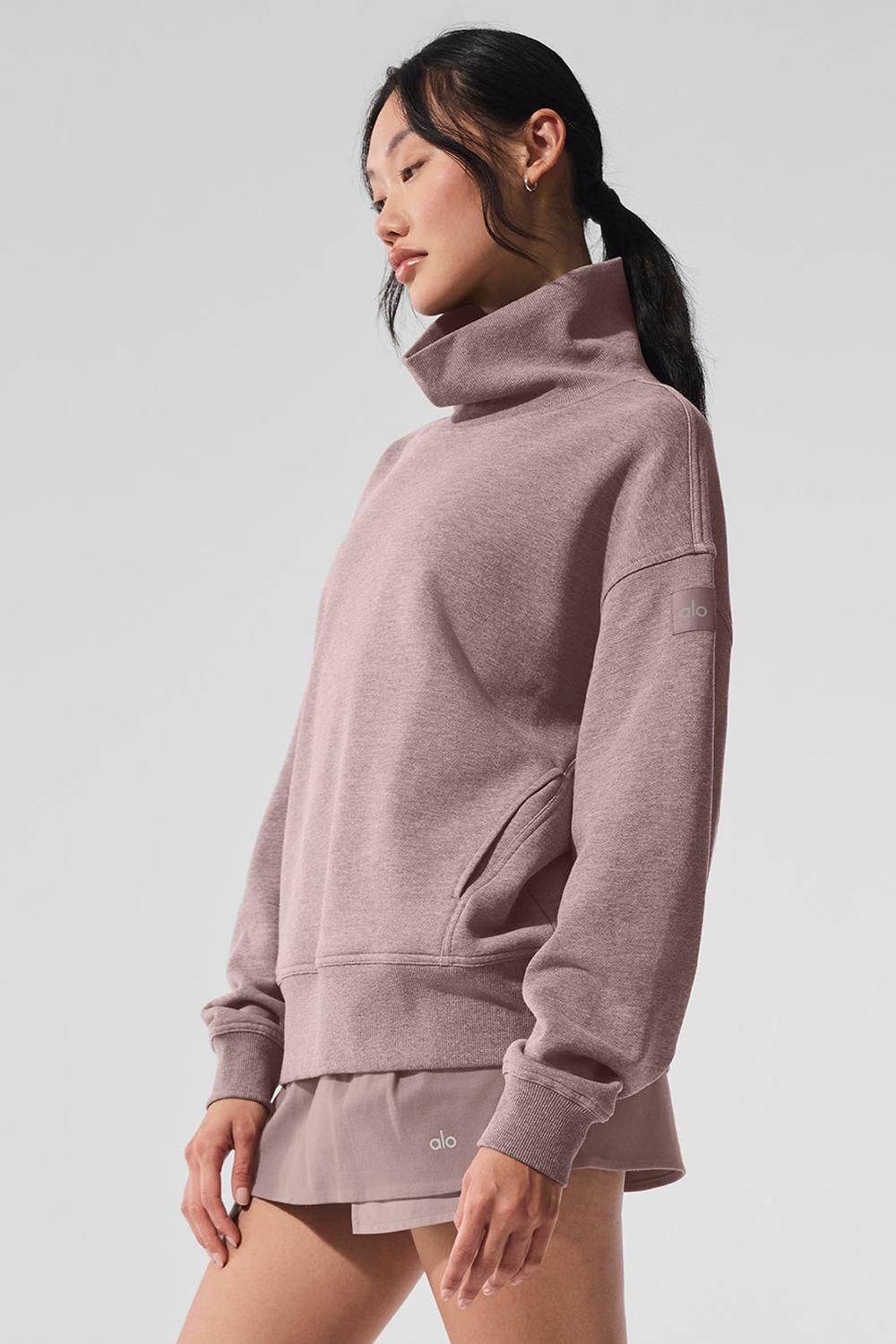 Alo Yoga Hazy Mock Neck Donna Pullover Mushroom Heather | Italia  PZH-964083