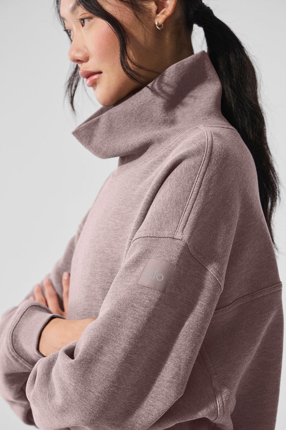 Alo Yoga Hazy Mock Neck Donna Pullover Mushroom Heather | Italia  PZH-964083