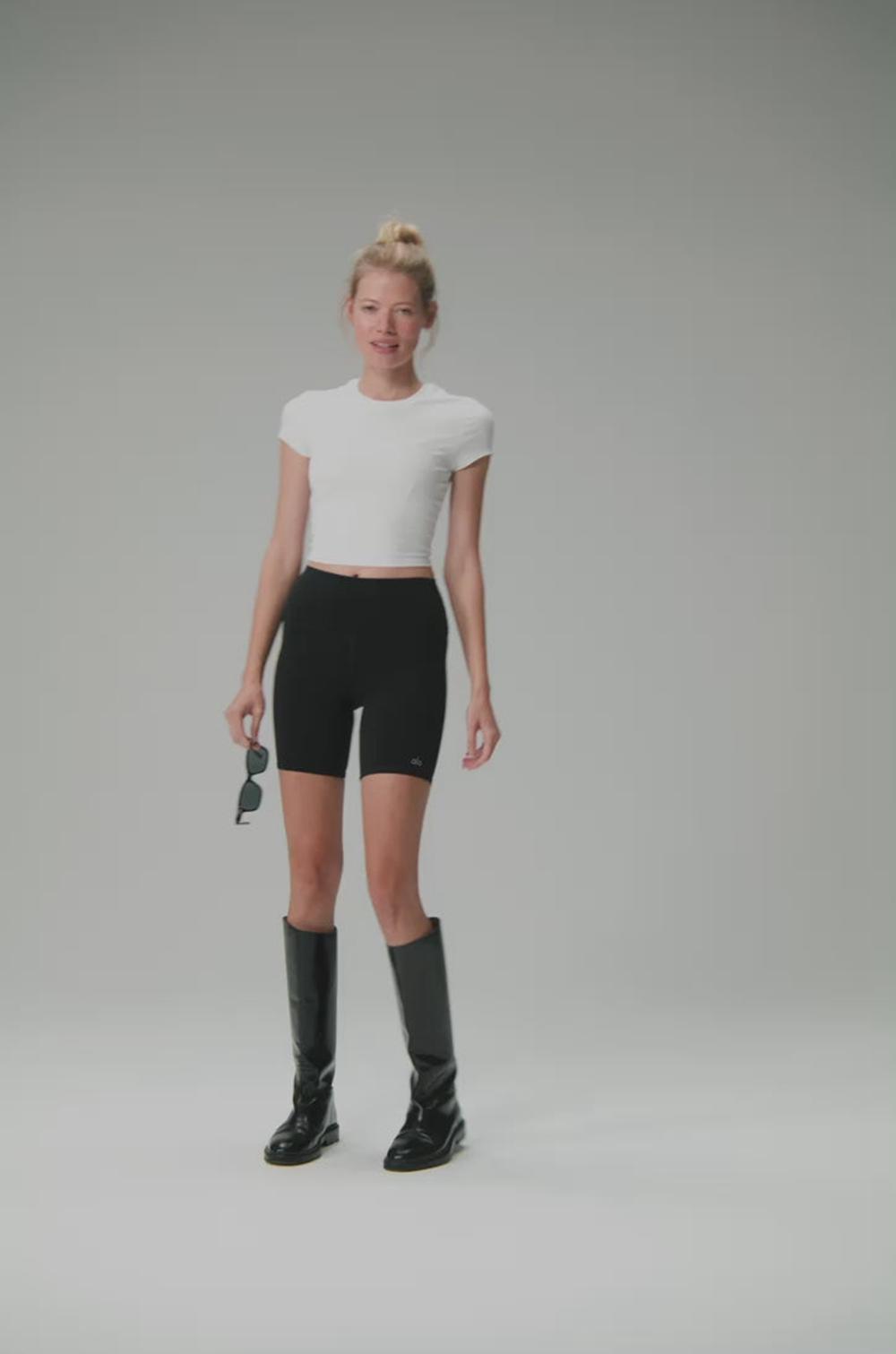 Alo Yoga High-Waist Biker Donna Short Bianche | Italia  AUI-380546