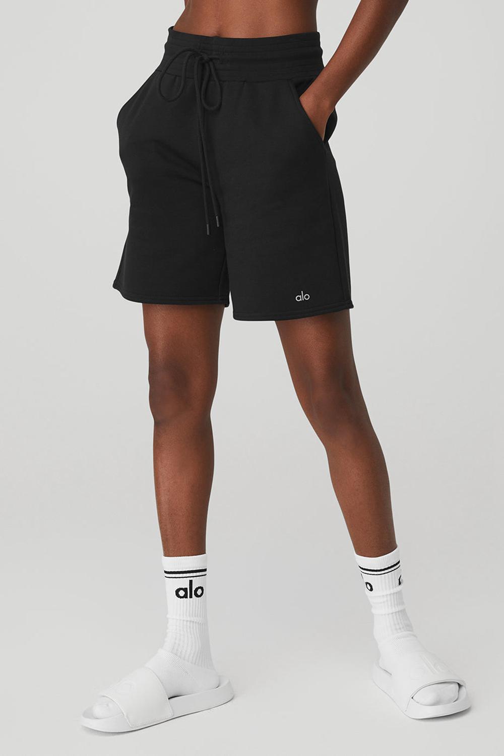 Alo Yoga High-Waist Easy Sweat Donna Short Nere | Italia  EVL-467932