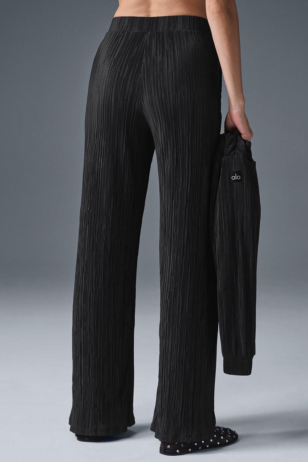 Alo Yoga High-Waist Micro Plisse Straight Leg Donna Pant Nere | Italia  CPK-304916
