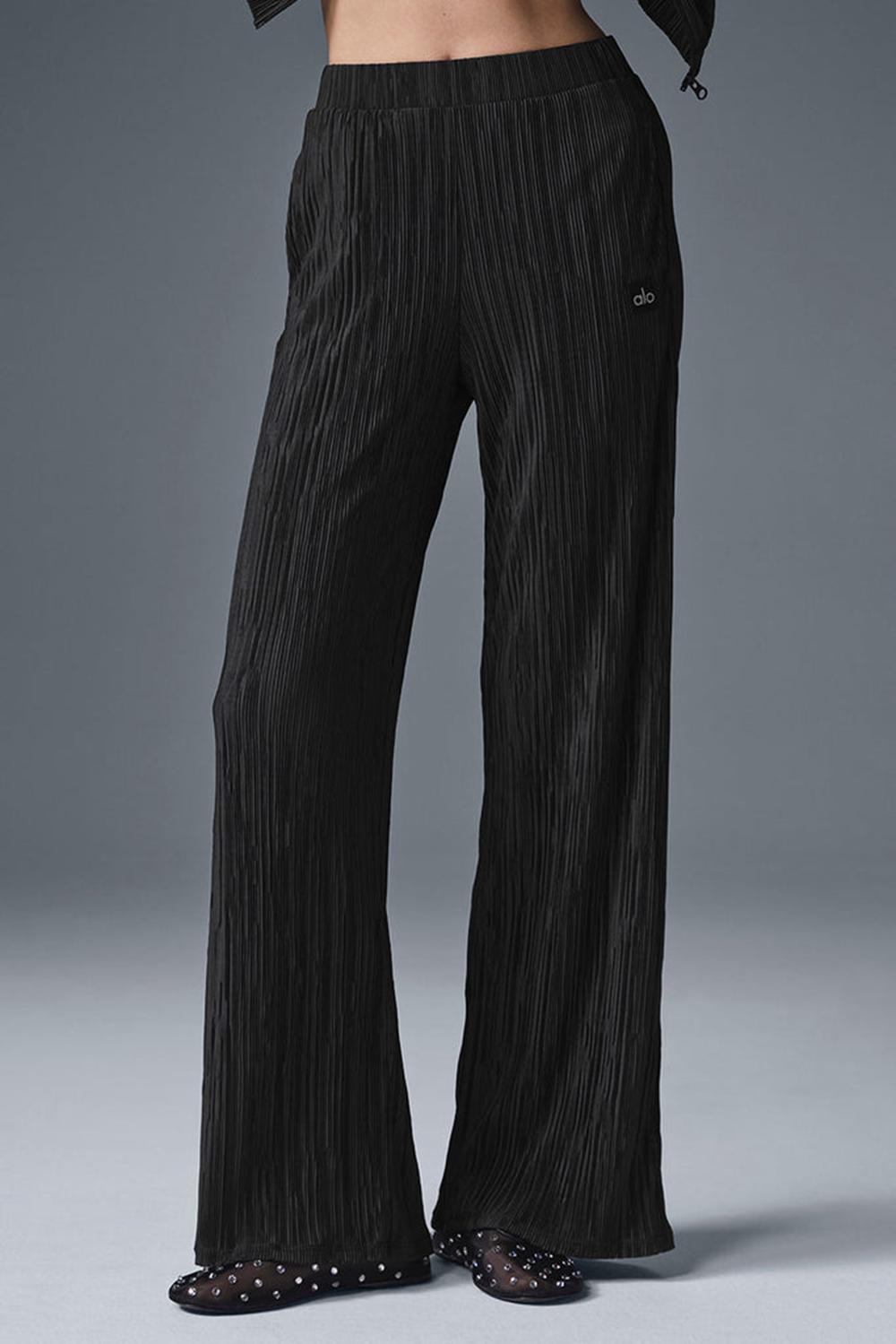 Alo Yoga High-Waist Micro Plisse Straight Leg Donna Pant Nere | Italia  CPK-304916