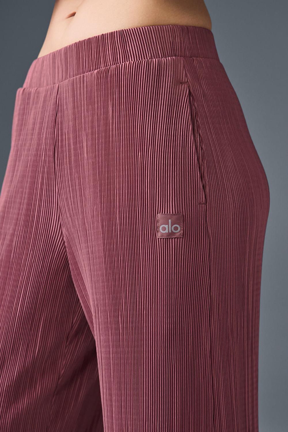 Alo Yoga High-Waist Micro Plisse Straight Leg Donna Pant Bordeaux | Italia  CJK-103679