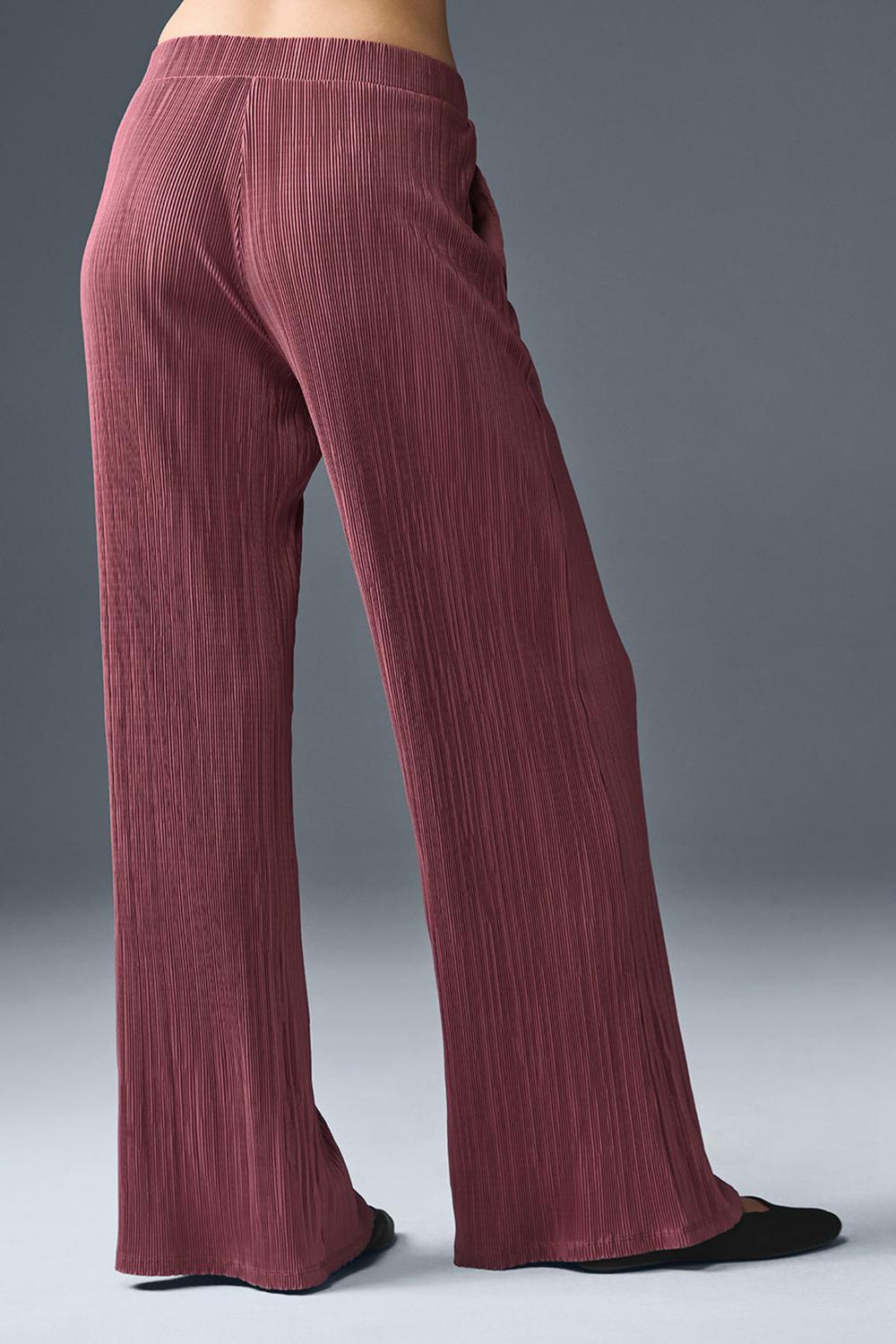 Alo Yoga High-Waist Micro Plisse Straight Leg Donna Pant Bordeaux | Italia  CJK-103679