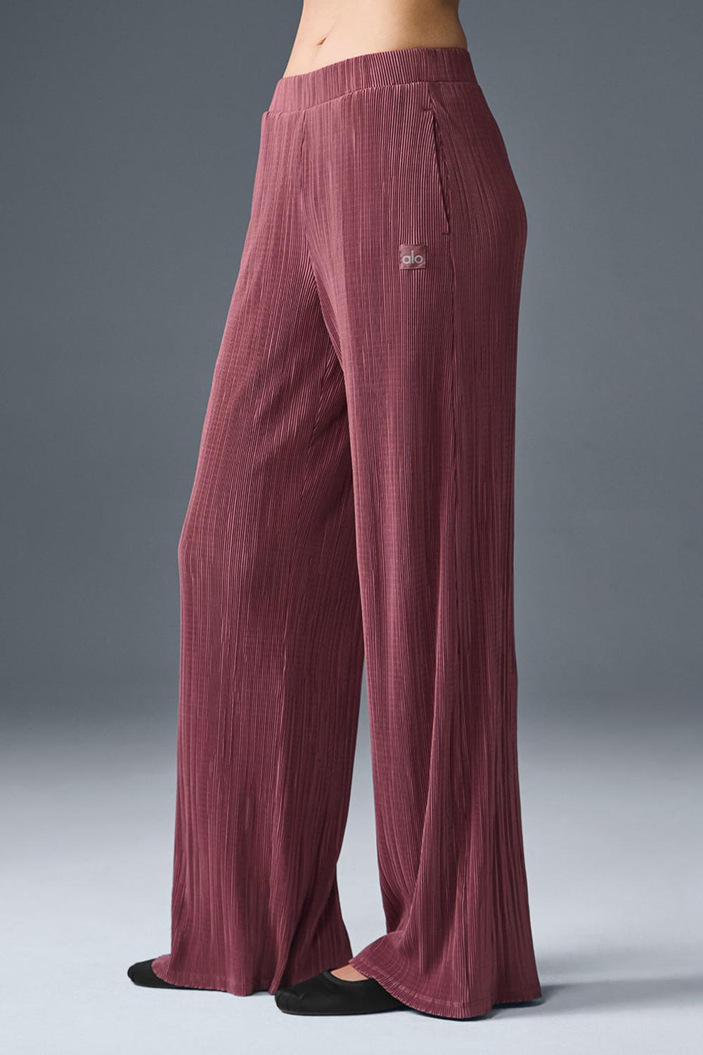 Alo Yoga High-Waist Micro Plisse Straight Leg Donna Pant Bordeaux | Italia  CJK-103679